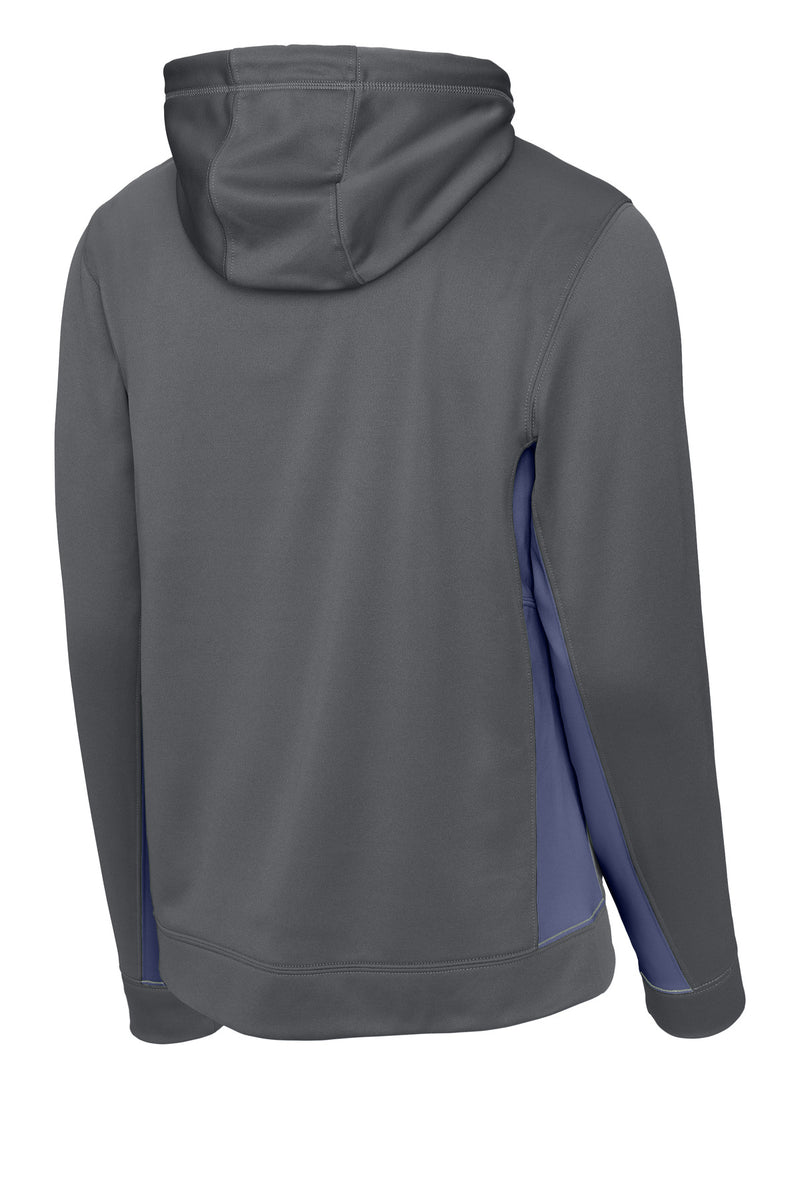 Sport-Tek Sport-Wick Fleece Colorblock Hooded Pullover - Dark Smoke Grey/ Navy