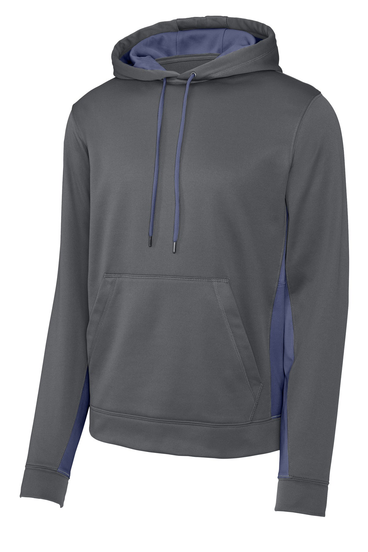 Sport-Tek Sport-Wick Fleece Colorblock Hooded Pullover - Dark Smoke Grey/ Navy