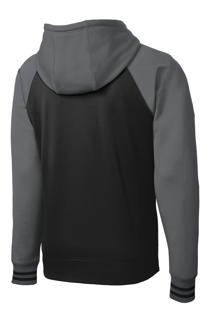 Sport-Tek Sport-Wick Varsity Fleece Full-Zip Hooded Jacket - Black/ Dark Smoke Grey