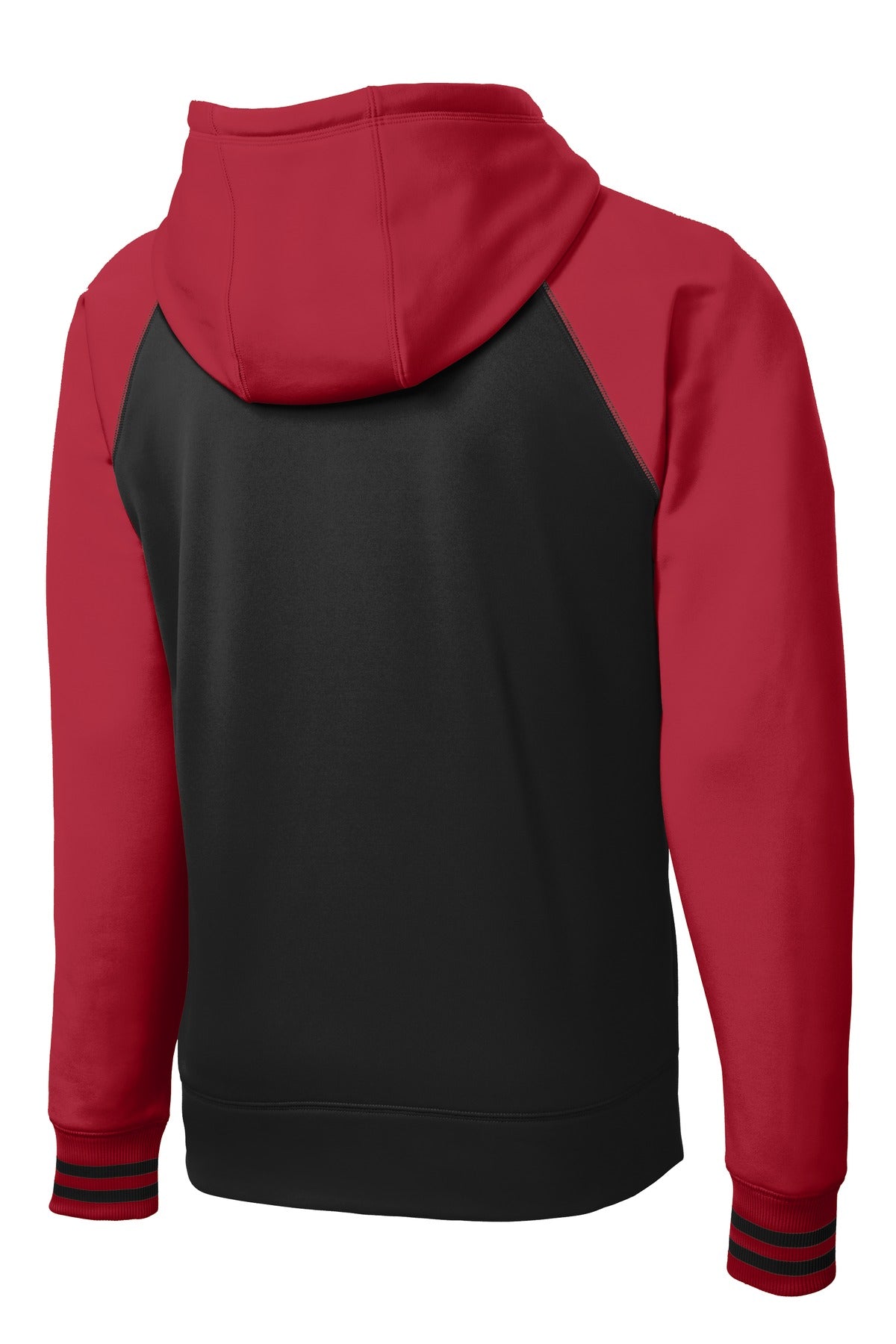 Sport-Tek Sport-Wick Varsity Fleece Full-Zip Hooded Jacket - Black/ Deep Red