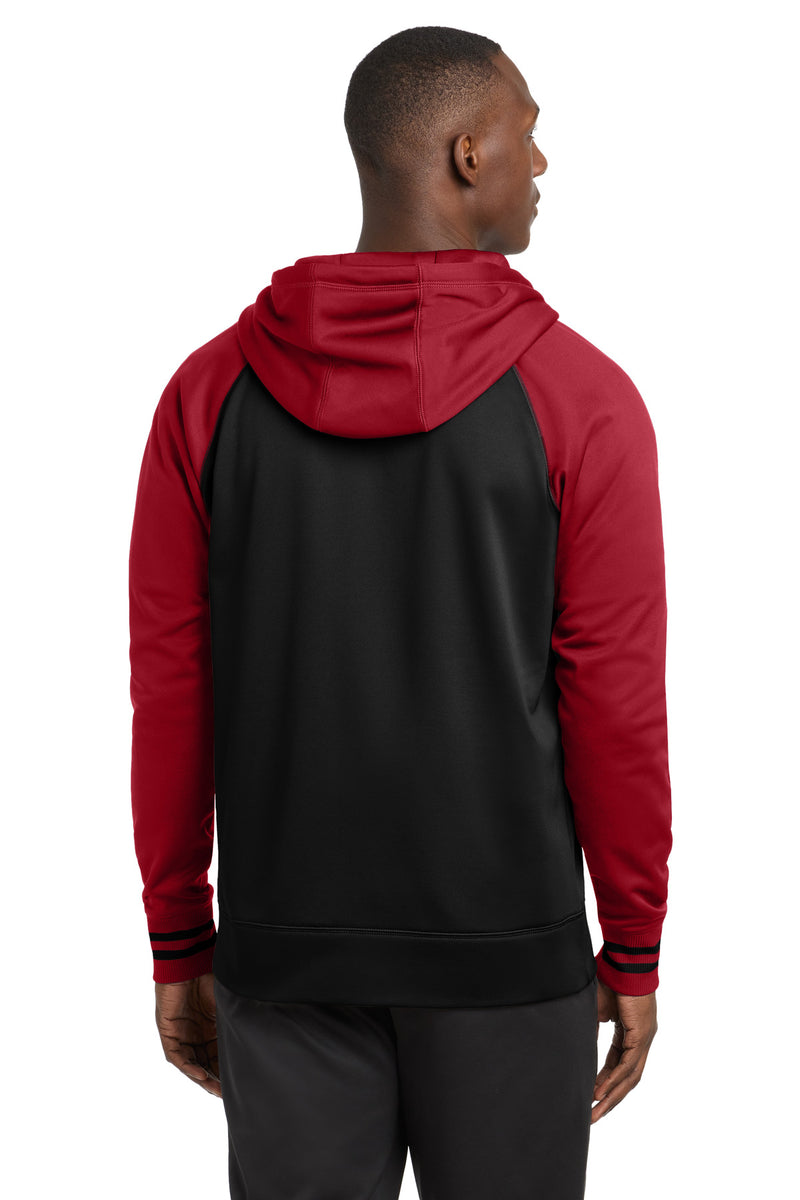 Sport-Tek Sport-Wick Varsity Fleece Full-Zip Hooded Jacket - Black/ Deep Red