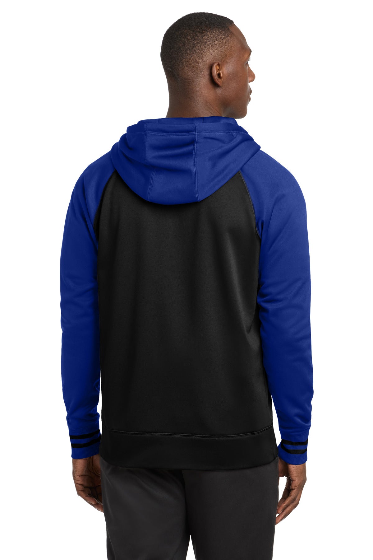 Sport-Tek Sport-Wick Varsity Fleece Full-Zip Hooded Jacket - Black/ True Royal