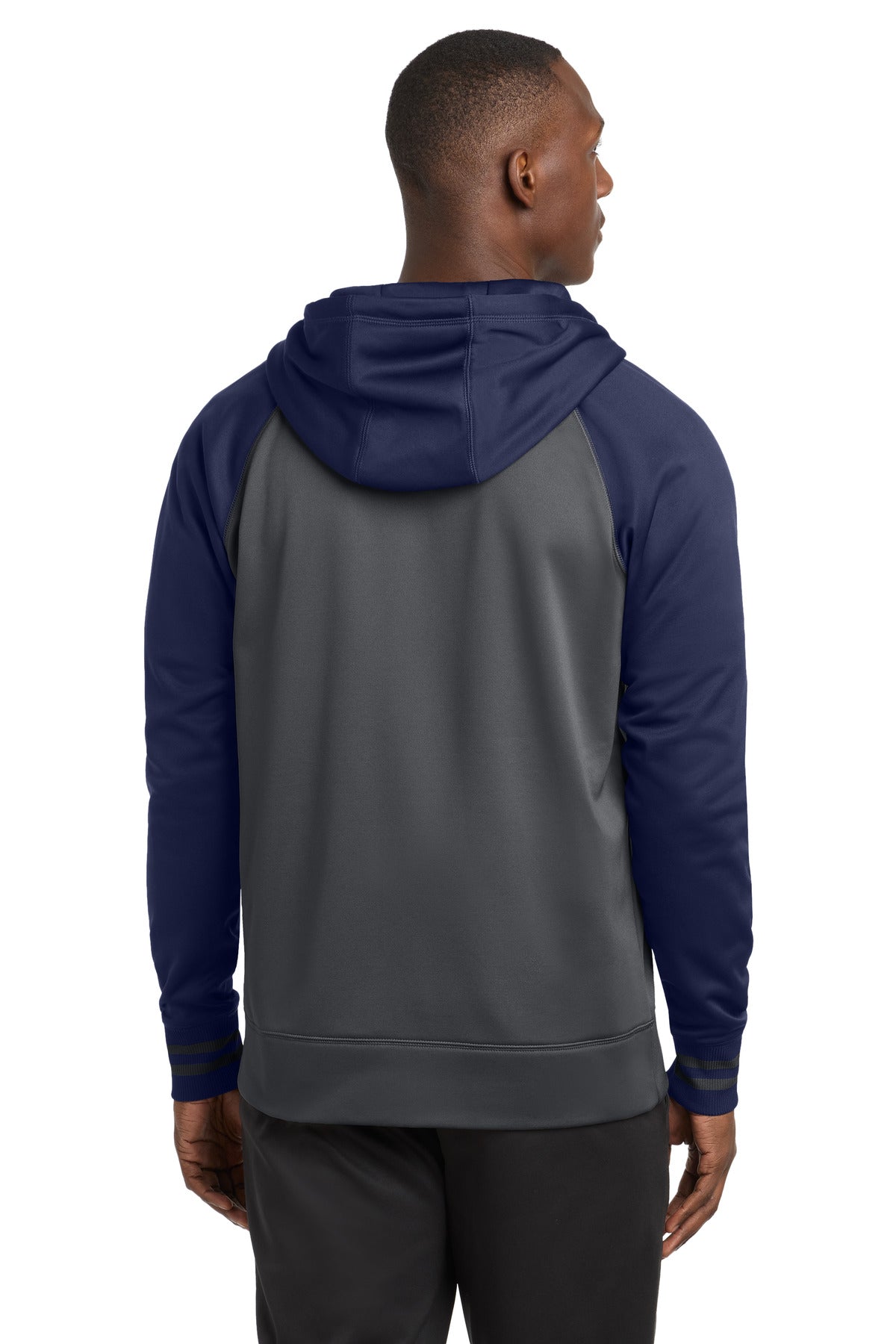 Sport-Tek Sport-Wick Varsity Fleece Full-Zip Hooded Jacket - Dark Smoke Grey/ Navy