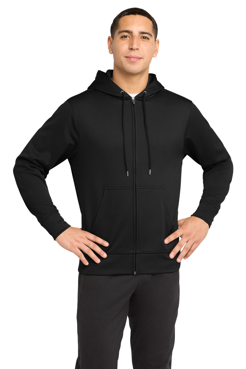 Sport-Tek Sport-Wick Fleece Full-Zip Hooded Jacket - Black