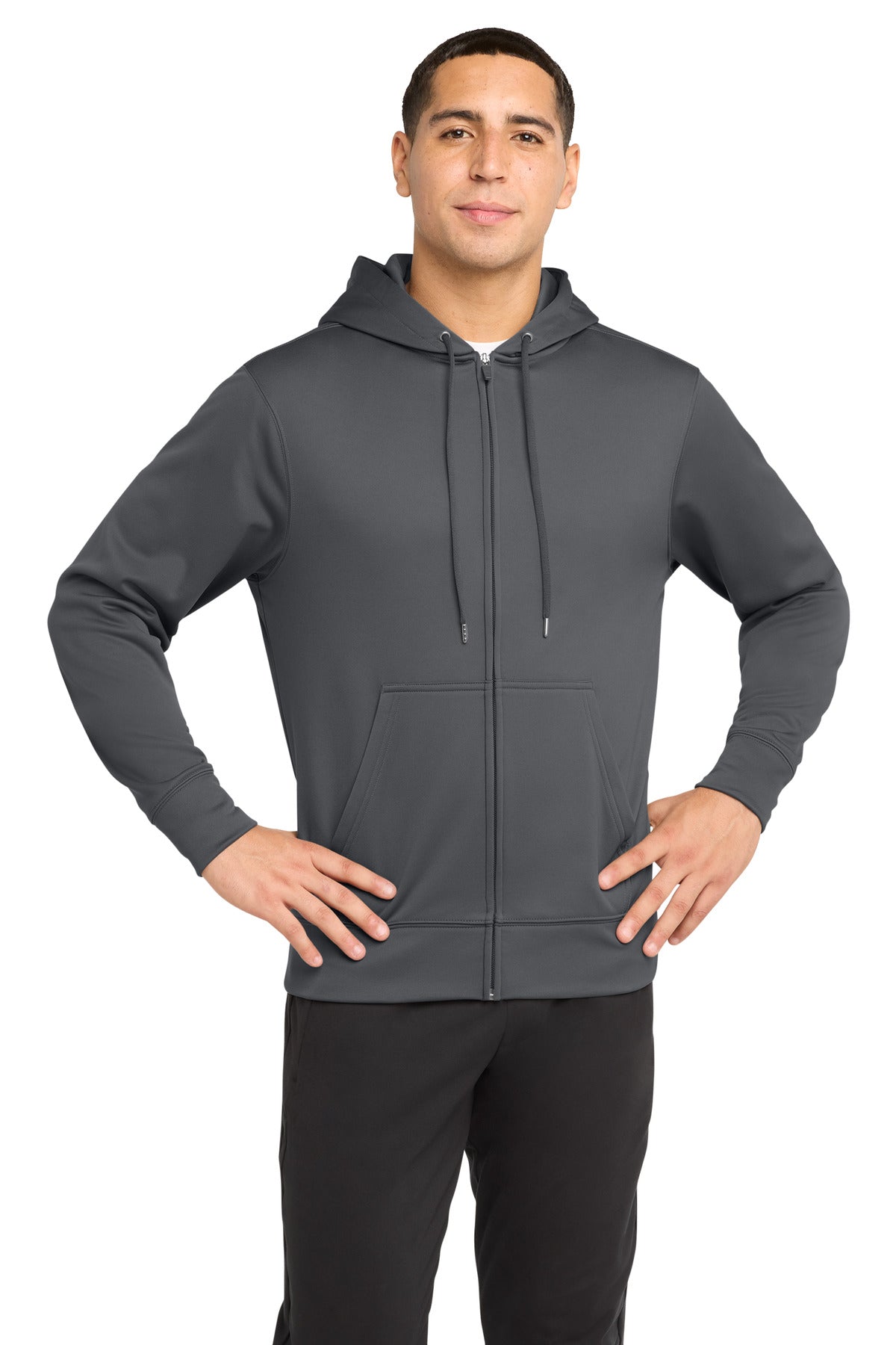Sport-Tek Sport-Wick Fleece Full-Zip Hooded Jacket - Dark Smoke Grey