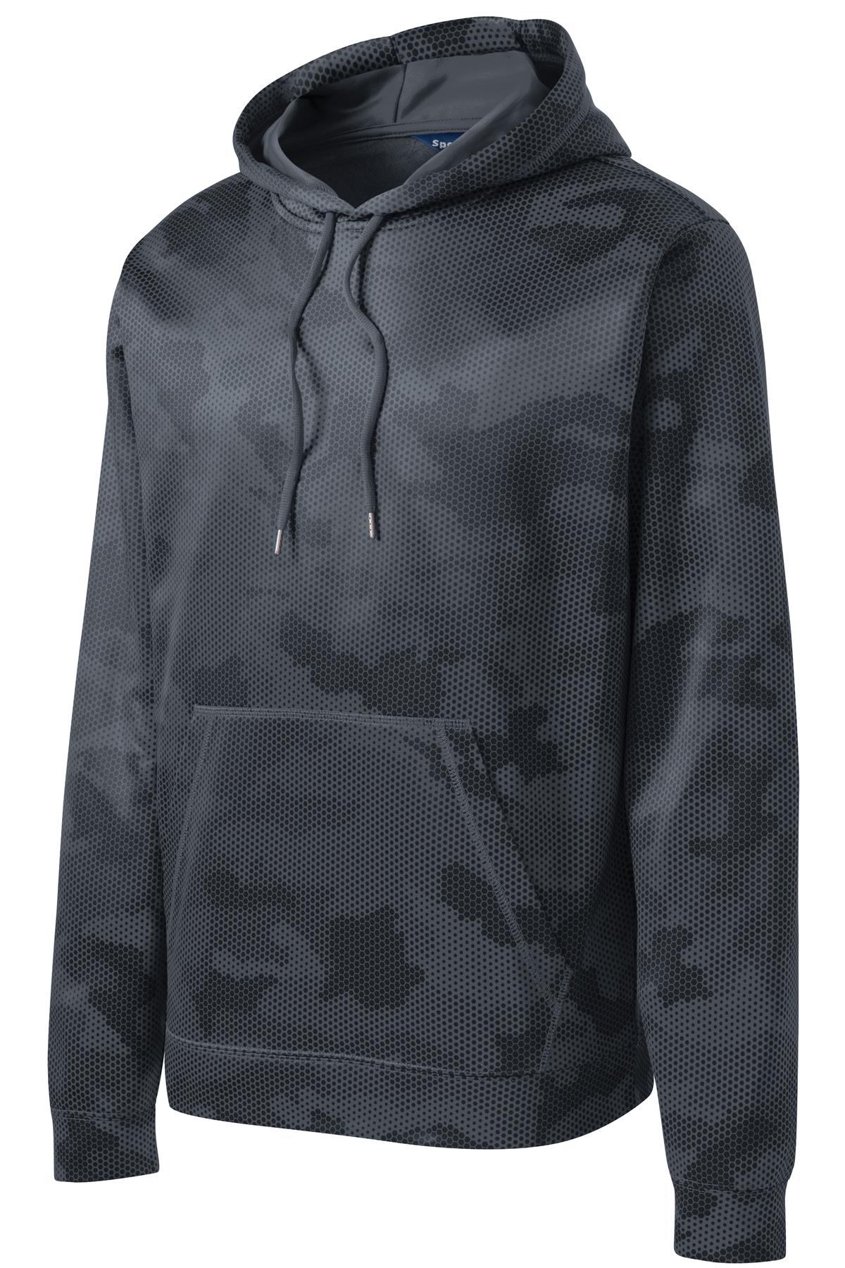 Sport-Tek Sport-Wick CamoHex Fleece Hooded Pullover - Dark Smoke Grey