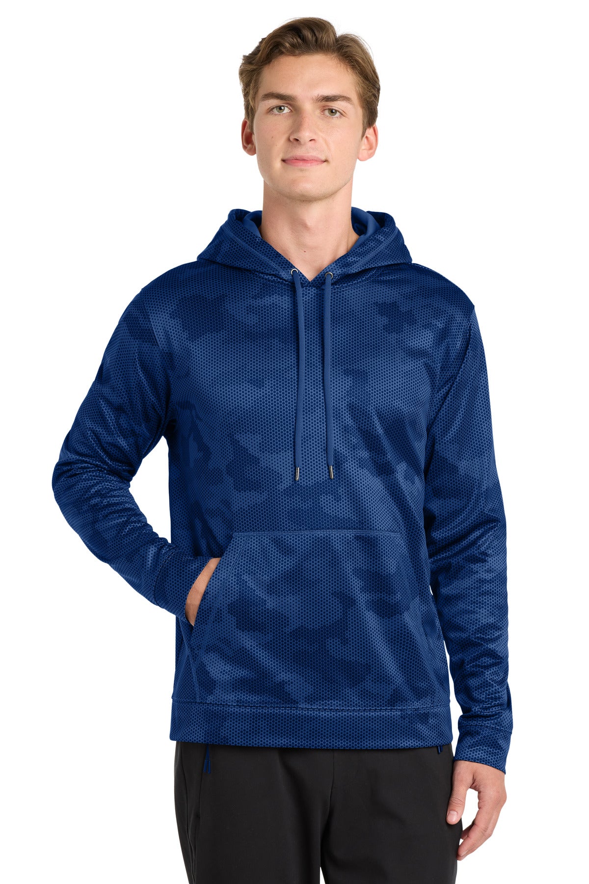 Sport-Tek Sport-Wick CamoHex Fleece Hooded Pullover - True Royal
