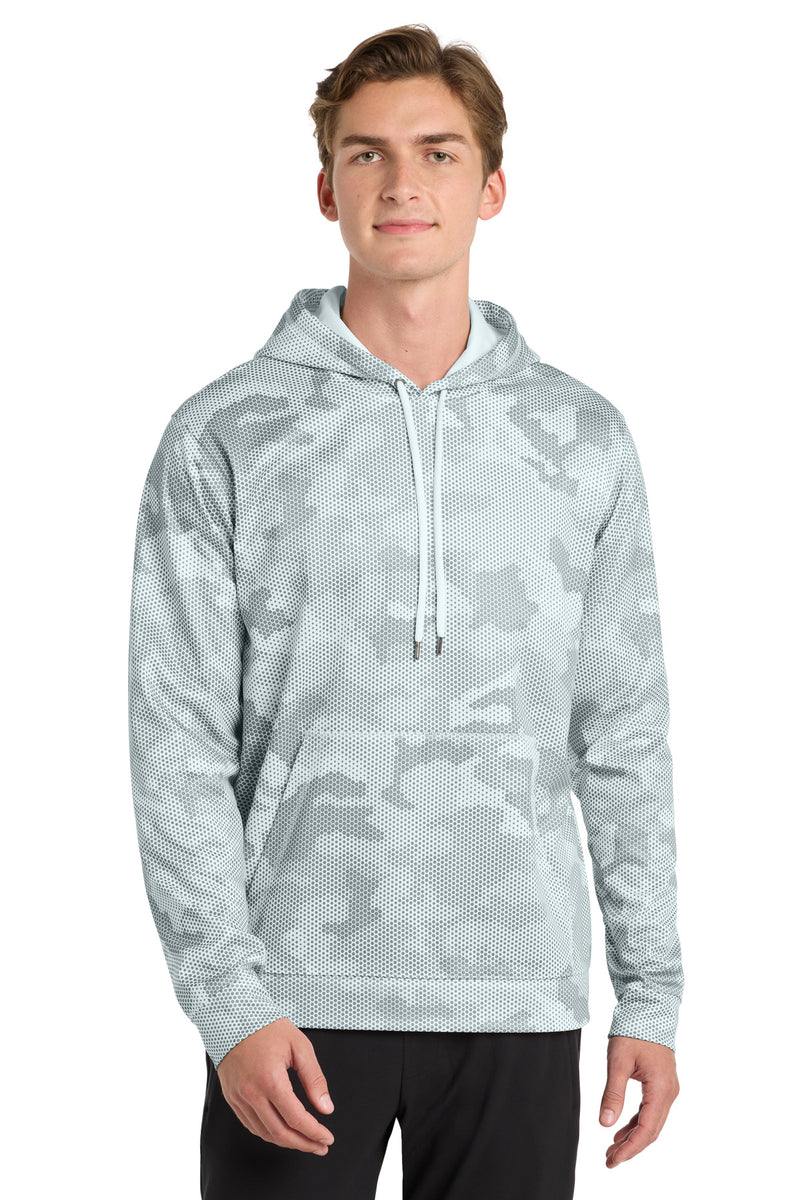 Sport-Tek Sport-Wick CamoHex Fleece Hooded Pullover - White