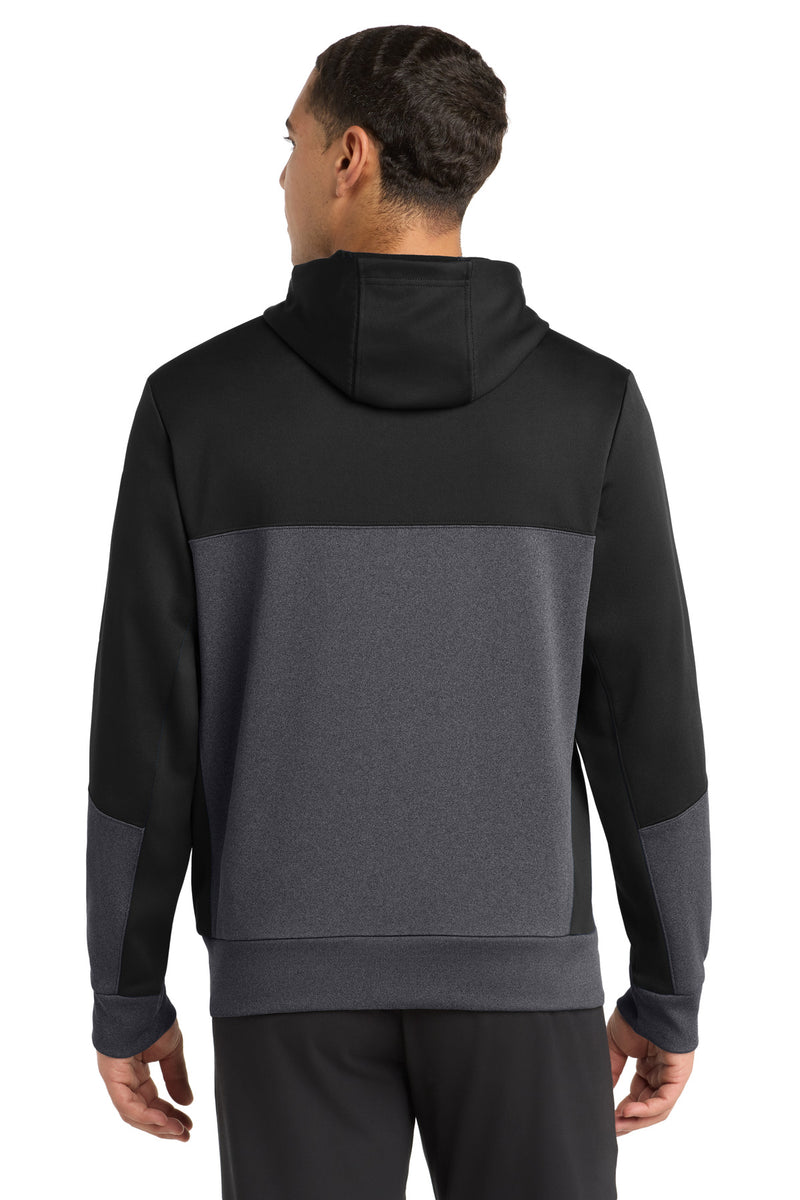 Sport-Tek Tech Fleece Colorblock Full-Zip Hooded Jacket - Black/ Graphite Heather/ Black