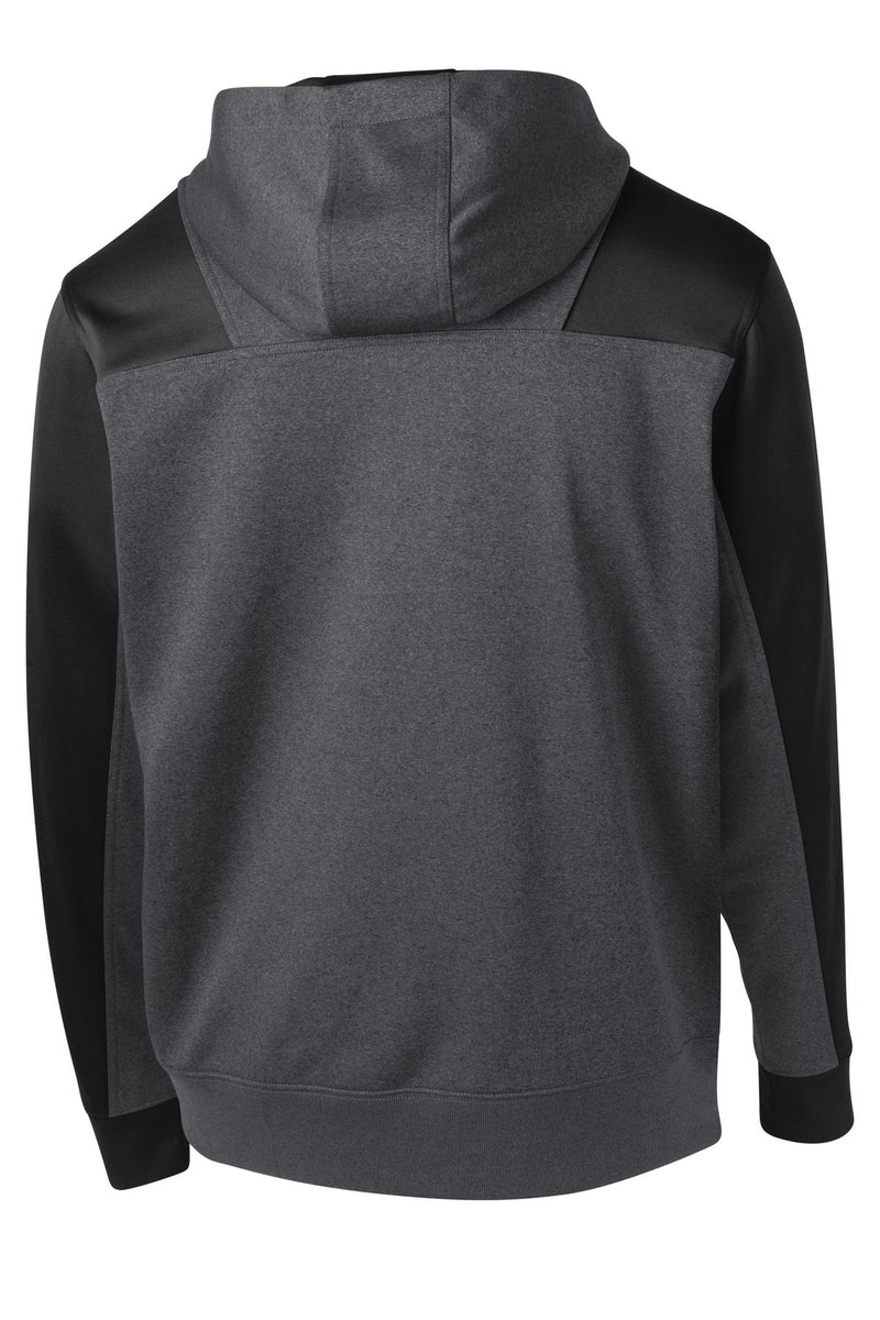 Sport-Tek  Tech Fleece Colorblock 1/4-Zip Hooded Sweatshirt - Graphite Heather/ Black