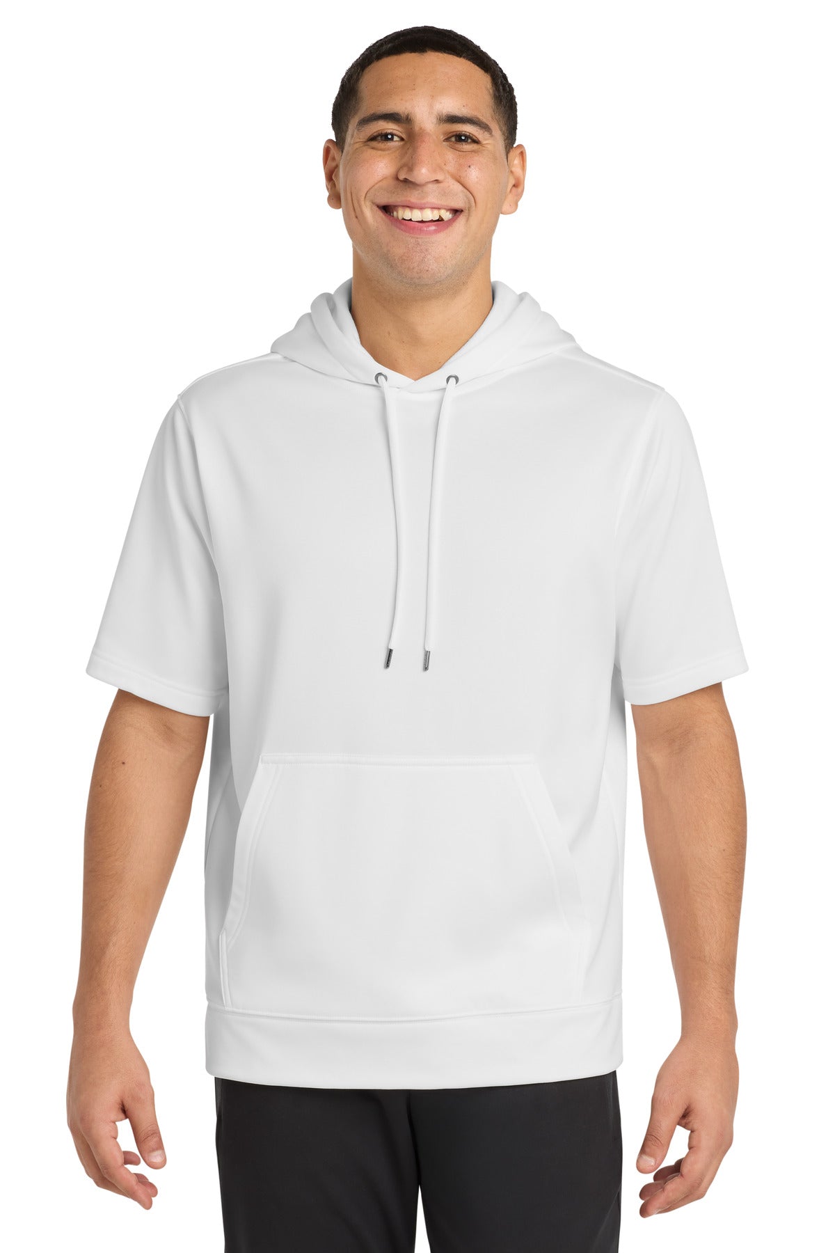 Sport-Tek  Sport-Wick  Fleece Short Sleeve Hooded Pullover - White