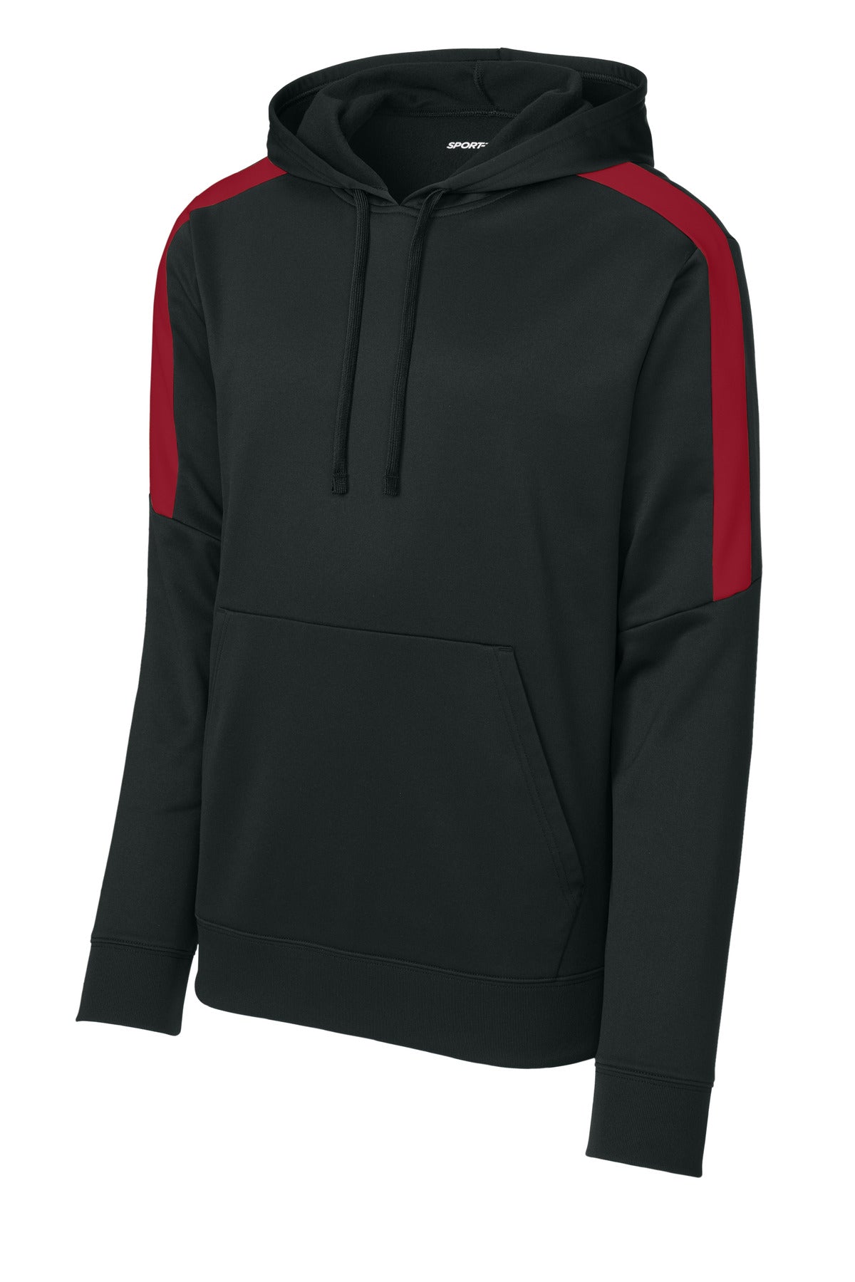 Sport-Tek Sport-Wick Fleece United Pullover Hoodie - Black/ Deep Red