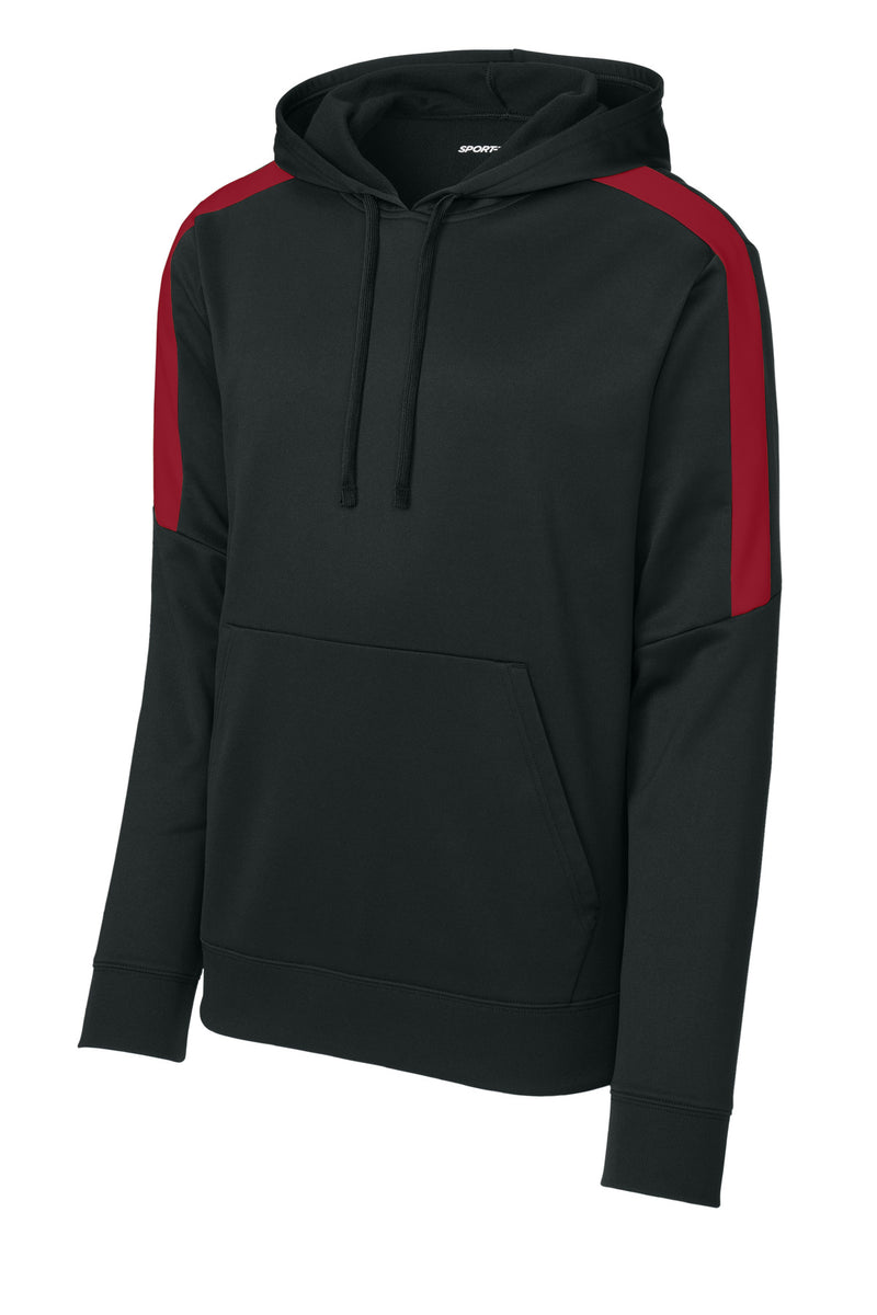 Sport-Tek Sport-Wick Fleece United Pullover Hoodie - Black/ Deep Red