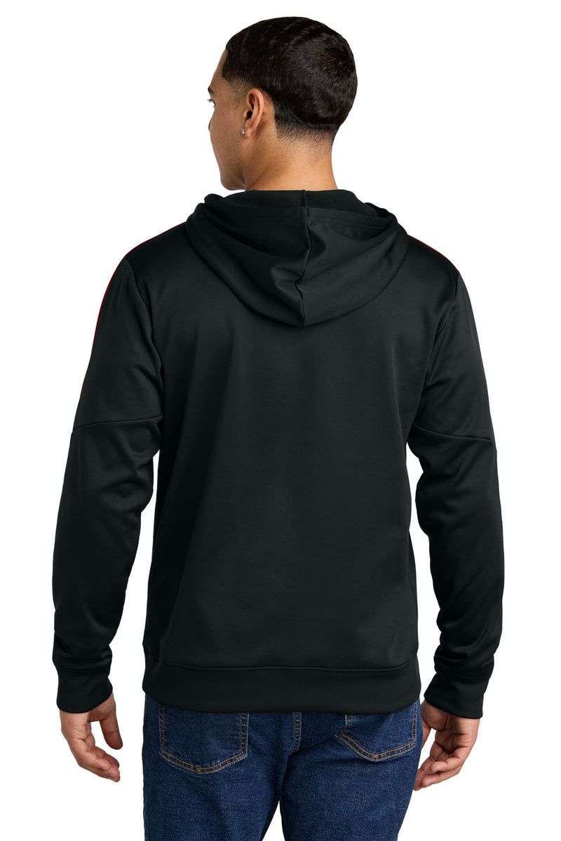 Sport-Tek Sport-Wick Fleece United Pullover Hoodie - Black/ Deep Red