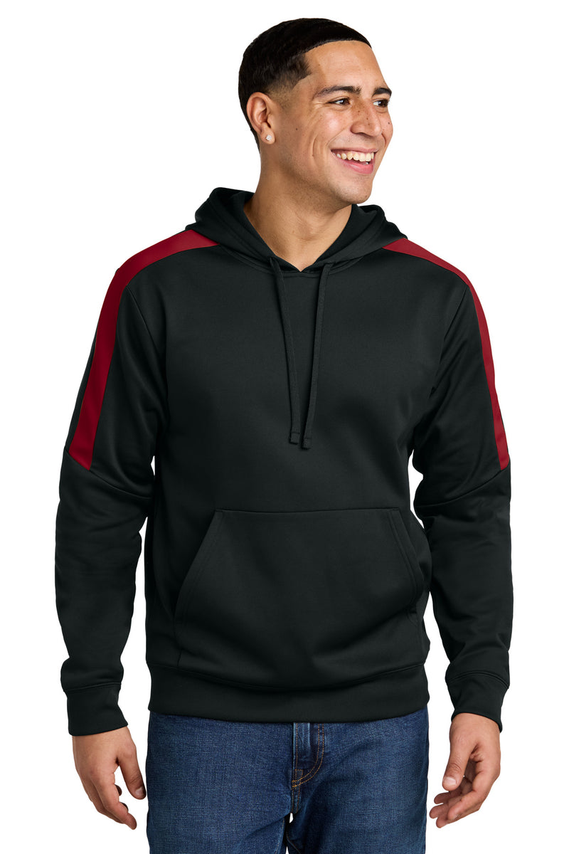 Sport-Tek Sport-Wick Fleece United Pullover Hoodie - Black/ Deep Red