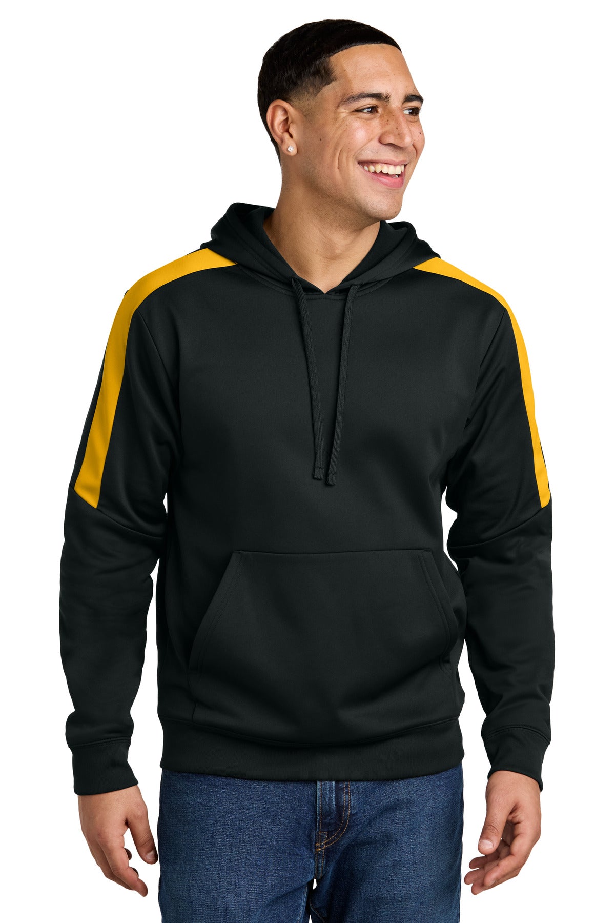 Sport-Tek Sport-Wick Fleece United Pullover Hoodie - Black/ Gold