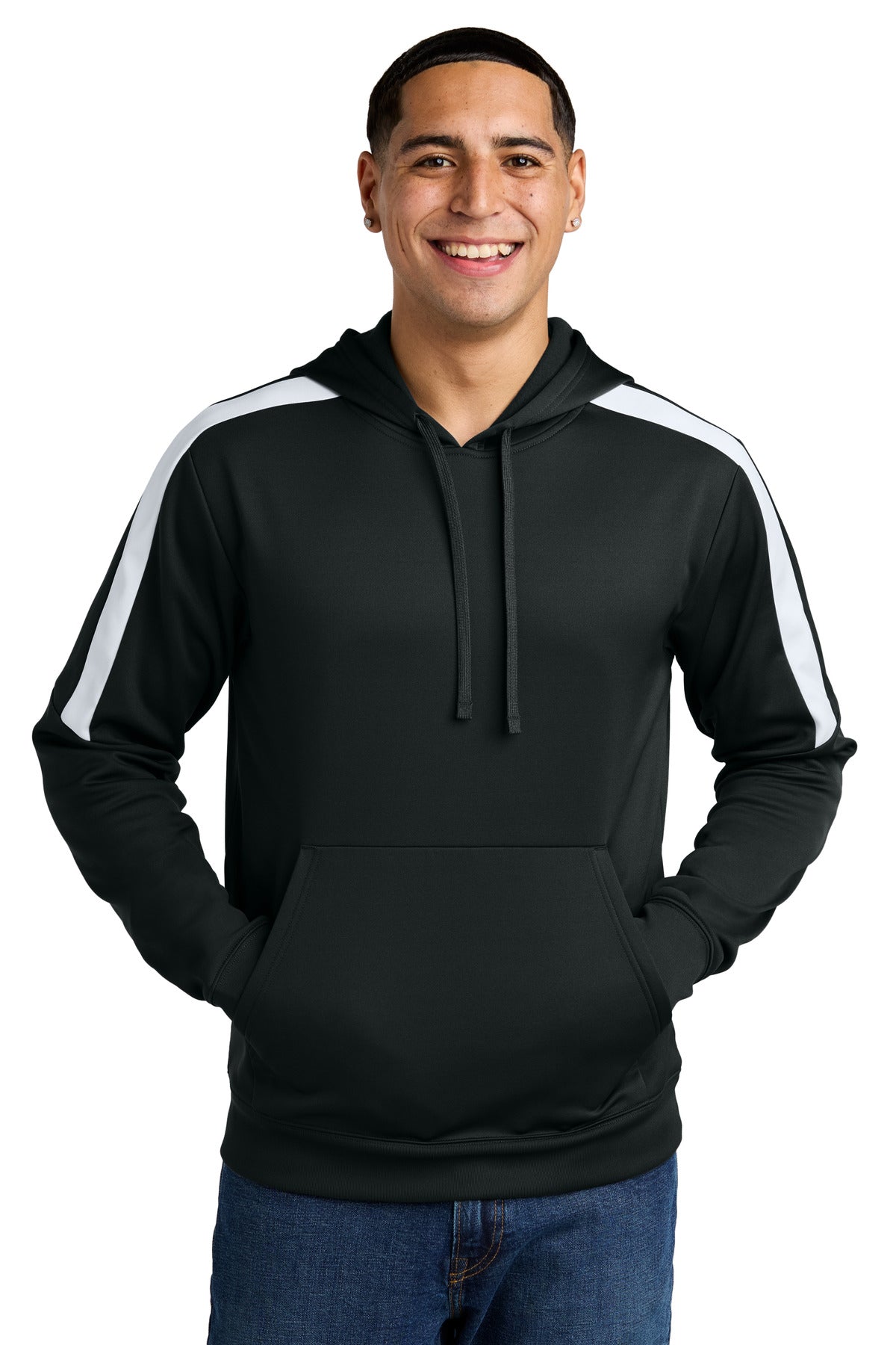 Sport-Tek Sport-Wick Fleece United Pullover Hoodie - Black/ White