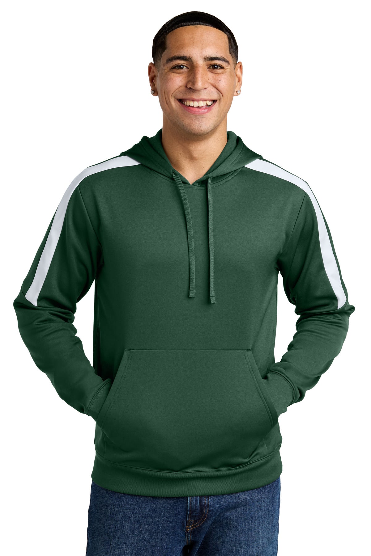 Sport-Tek Sport-Wick Fleece United Pullover Hoodie - Forest Green/ White