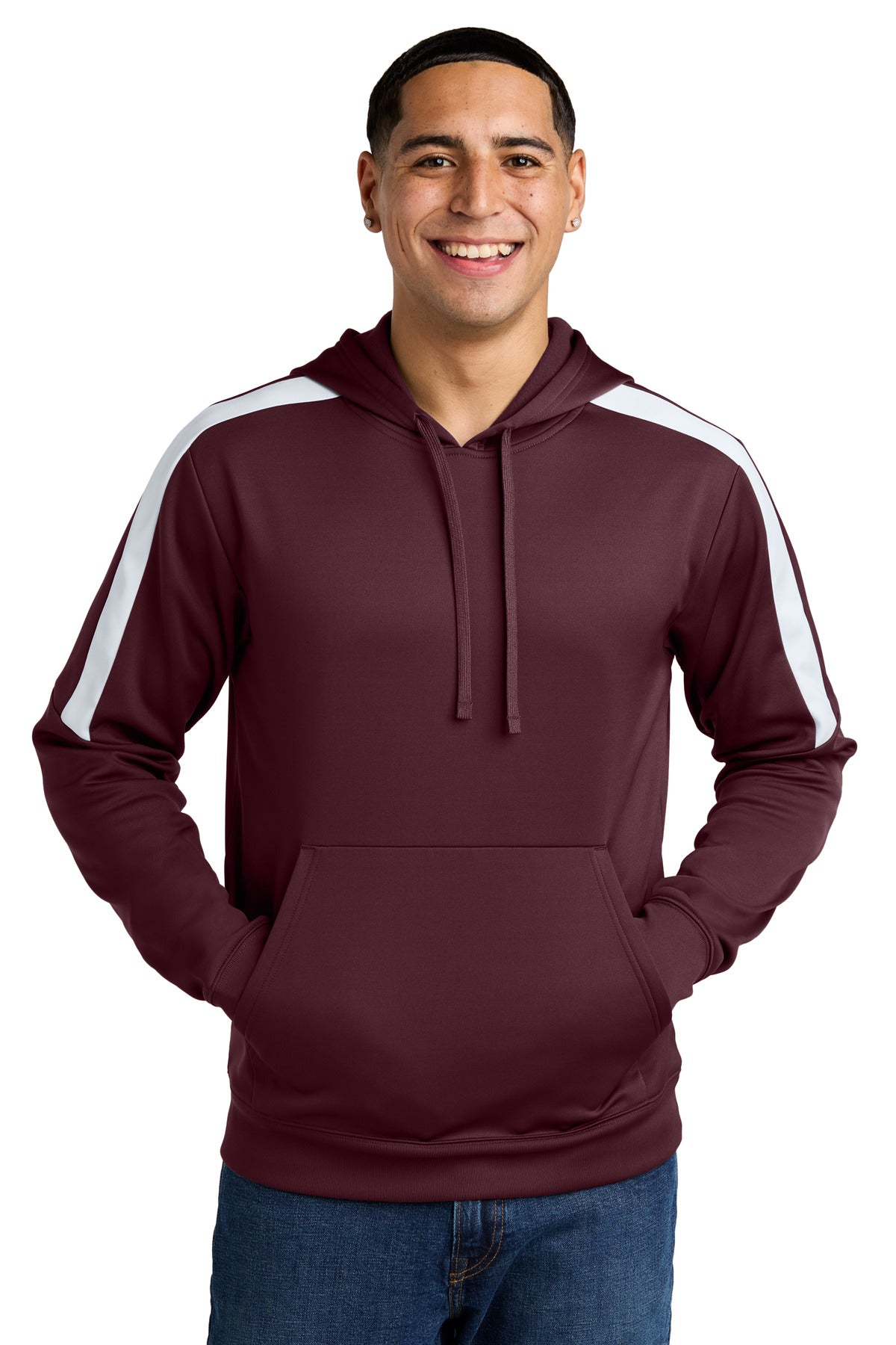 Sport-Tek Sport-Wick Fleece United Pullover Hoodie - Maroon/ White
