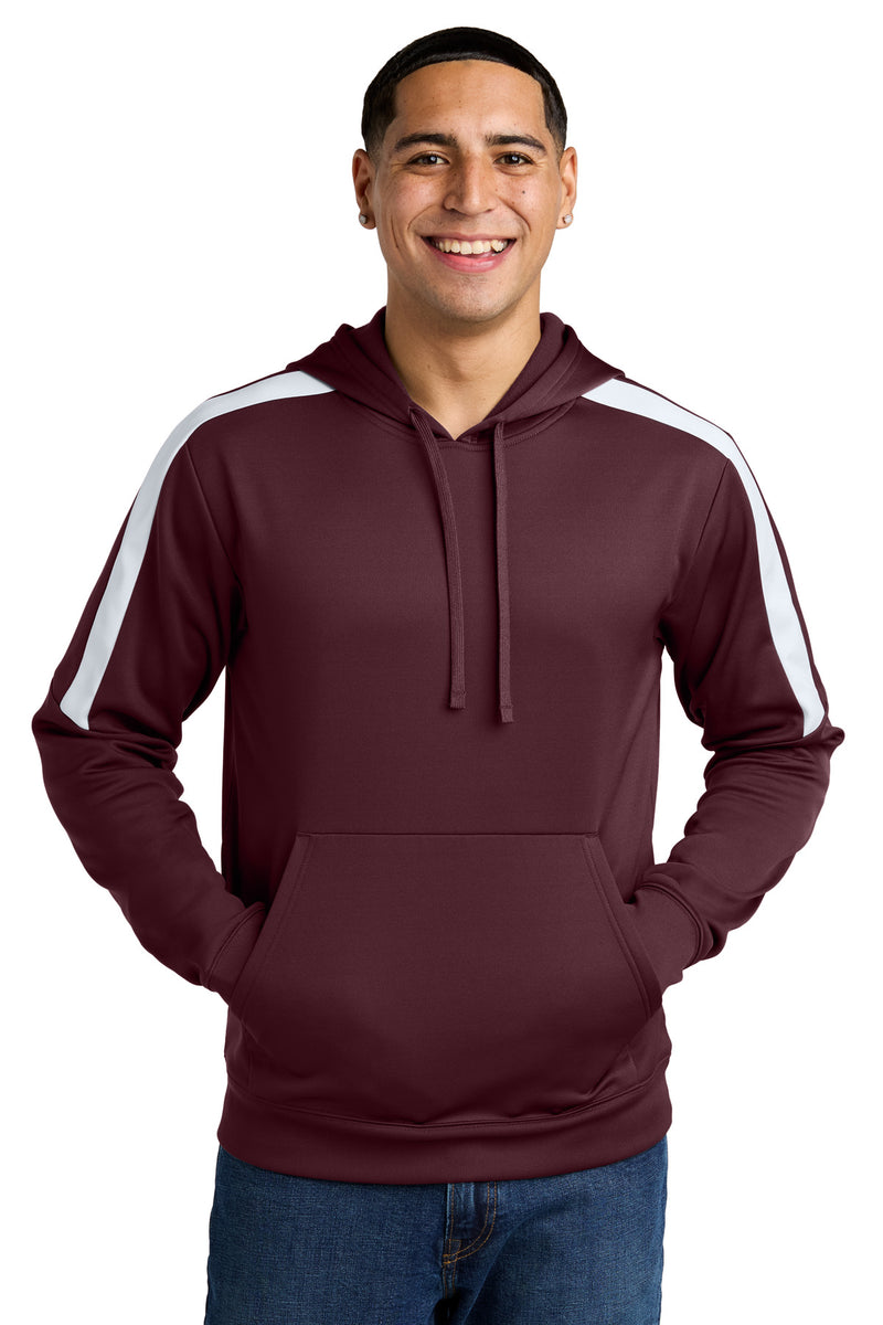 Sport-Tek Sport-Wick Fleece United Pullover Hoodie - Maroon/ White