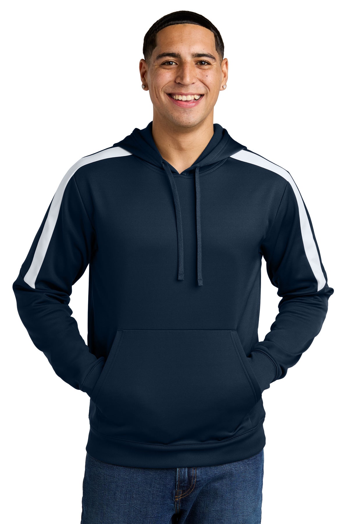 Sport-Tek Sport-Wick Fleece United Pullover Hoodie - Navy/ White