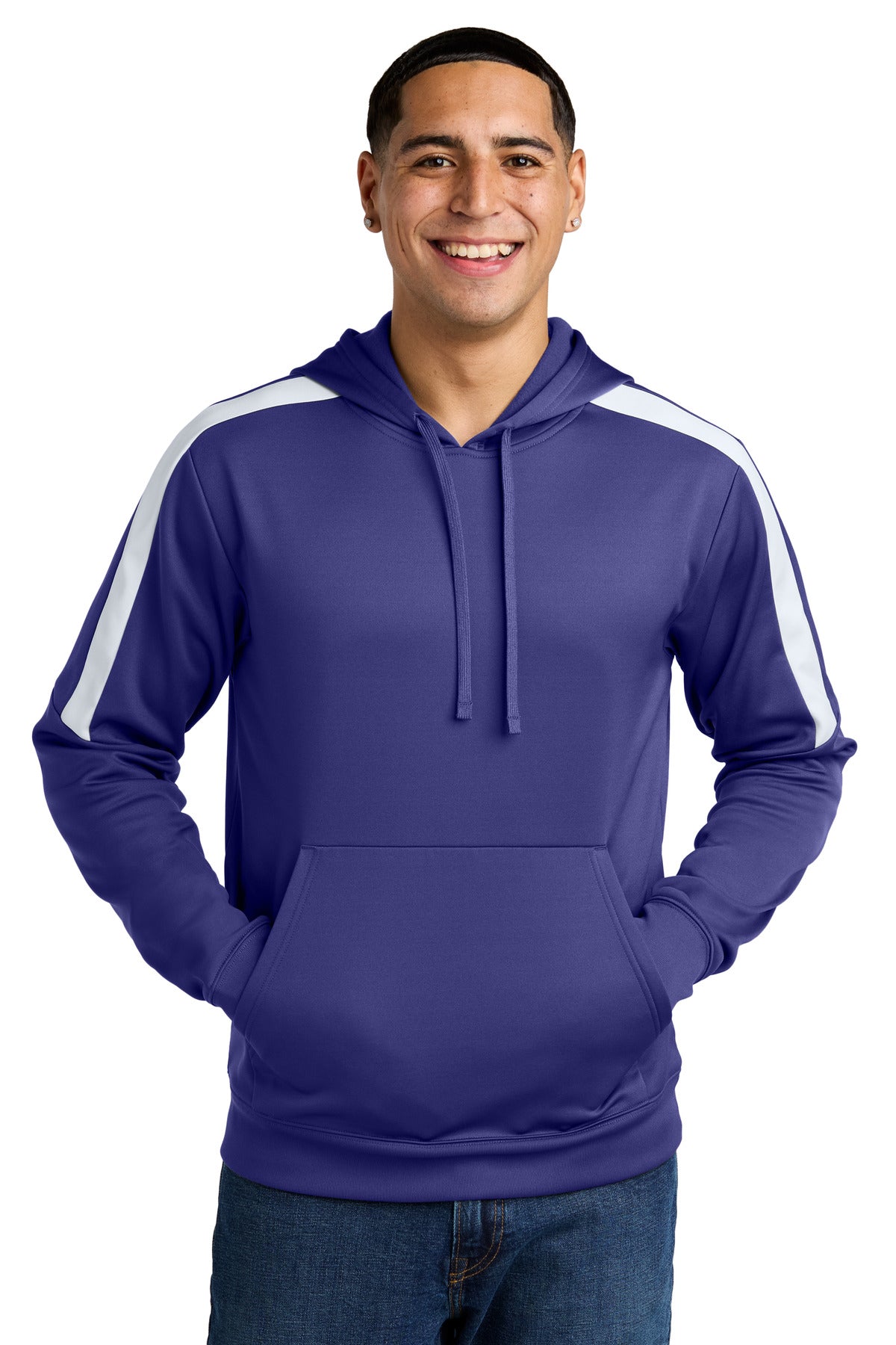 Sport-Tek Sport-Wick Fleece United Pullover Hoodie - Purple/ White