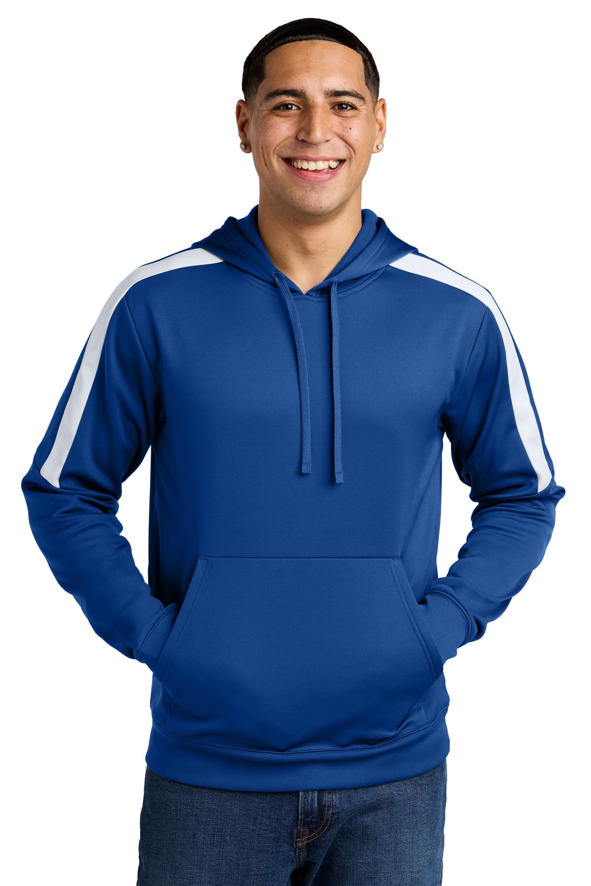 Sport-Tek Sport-Wick Fleece United Pullover Hoodie - True Royal/ White