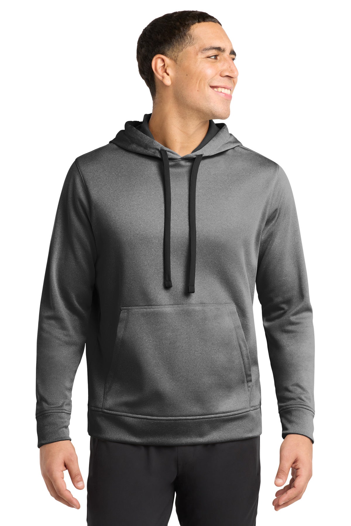 Sport-Tek  PosiCharge  Sport-Wick  Heather Fleece Hooded Pullover - Black Heather