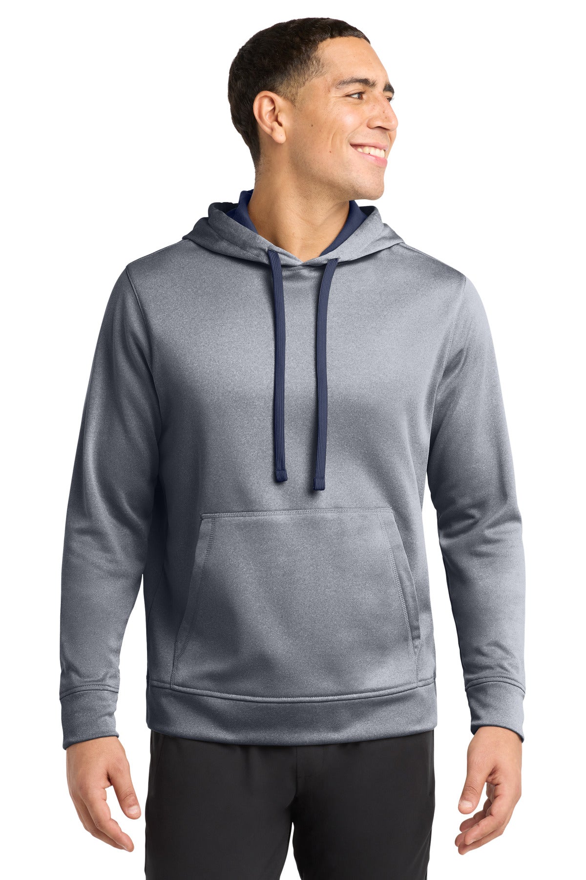 Sport-Tek  PosiCharge  Sport-Wick  Heather Fleece Hooded Pullover - True Navy Heather