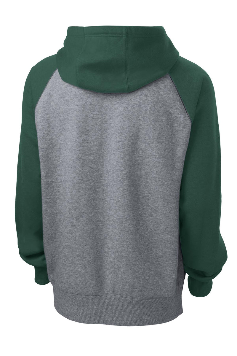 Sport-Tek Raglan Colorblock Pullover Hooded Sweatshirt - Forest Green/ Vintage Heather