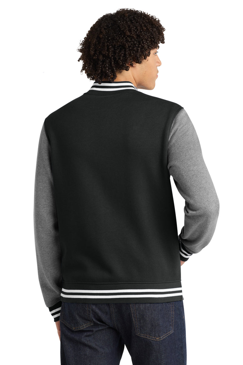 Sport-Tek Fleece Letterman Jacket - Black/ Vintage Heather