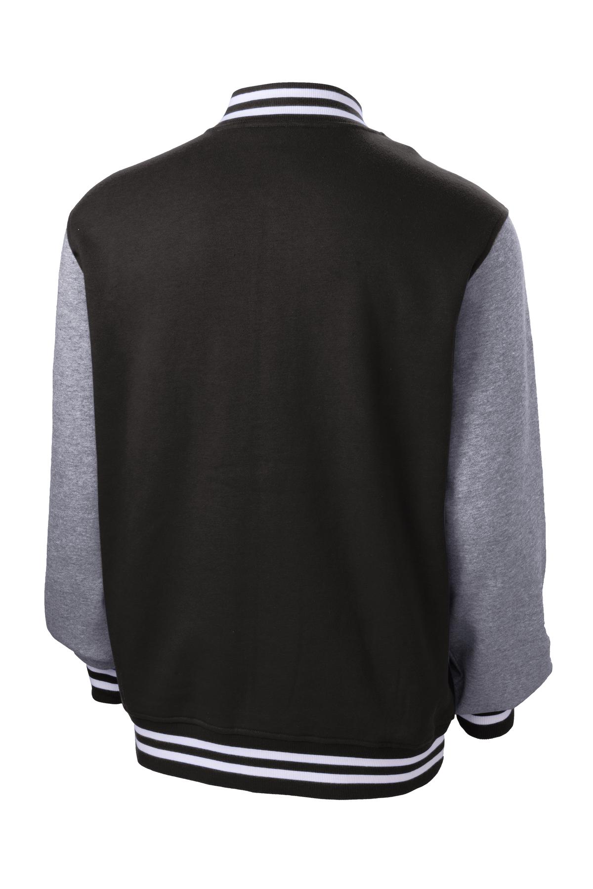 Sport-Tek Fleece Letterman Jacket - Black/ Vintage Heather