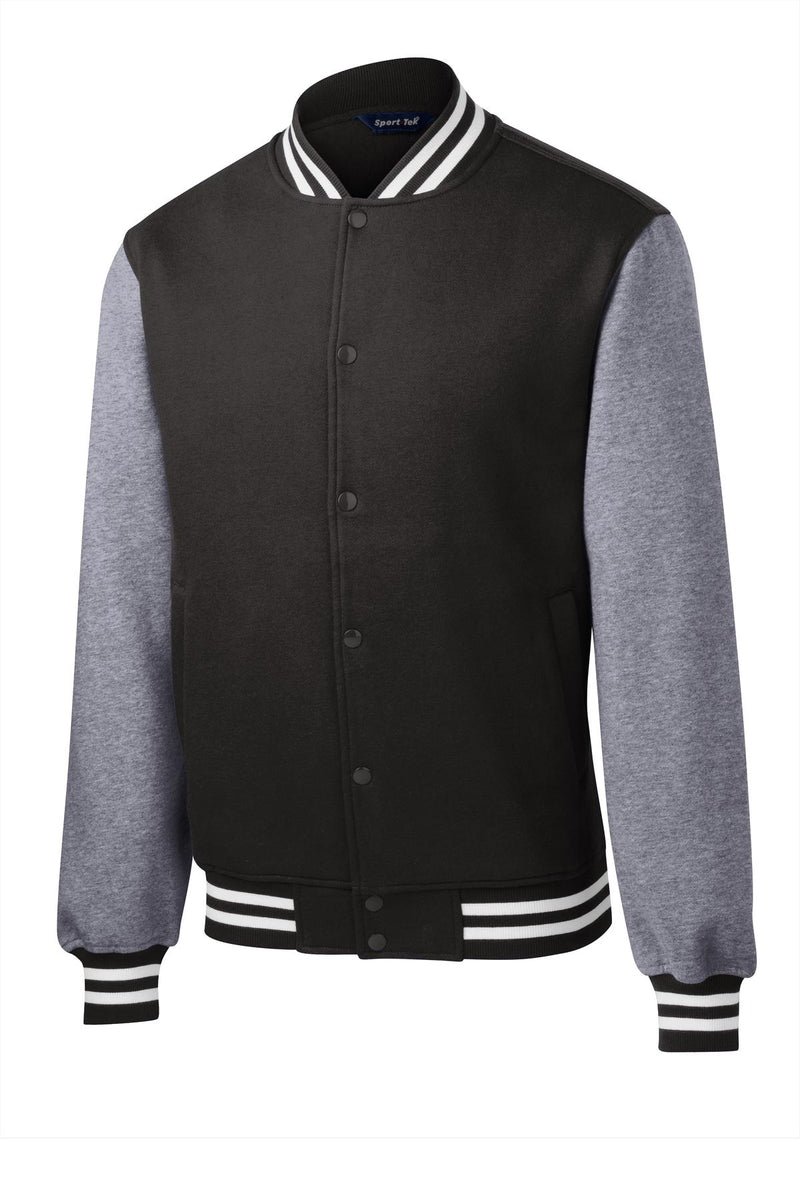 Sport-Tek Fleece Letterman Jacket - Black/ Vintage Heather