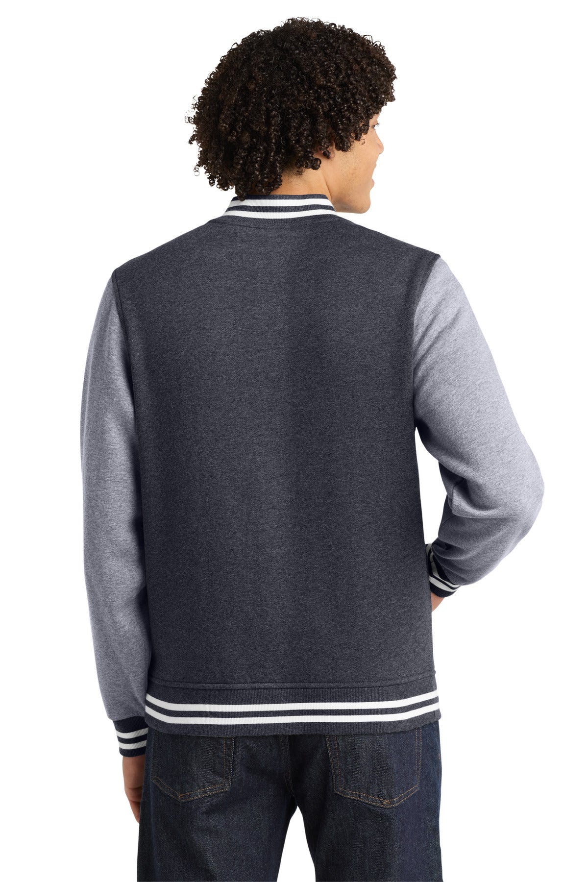 Sport-Tek Fleece Letterman Jacket - Graphite Heather/ Vintage Heather