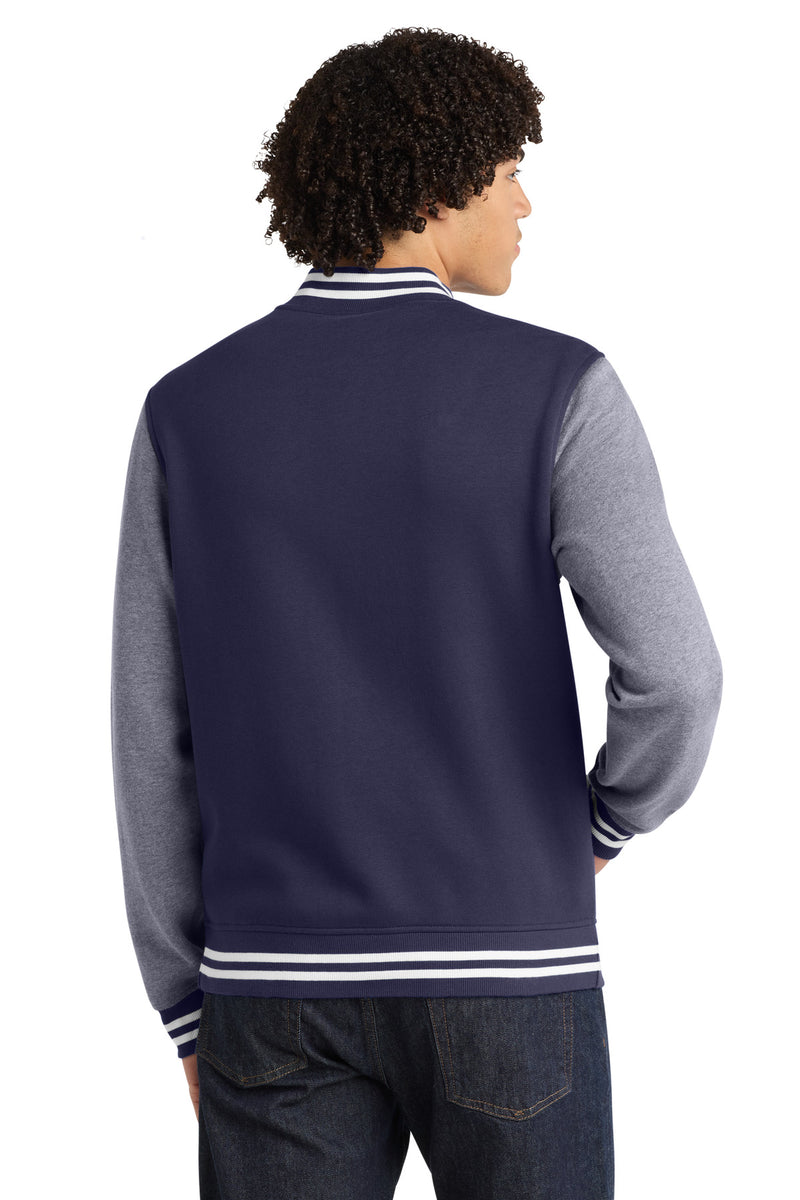 Sport-Tek Fleece Letterman Jacket - True Navy/ Vintage Heather