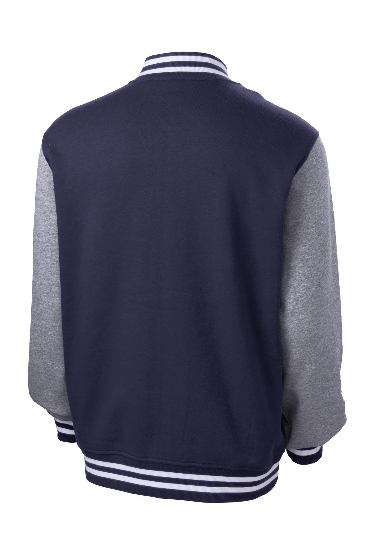 Sport-Tek Fleece Letterman Jacket - True Navy/ Vintage Heather