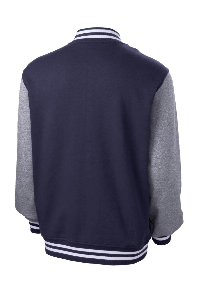 Sport-Tek Fleece Letterman Jacket - True Navy/ Vintage Heather