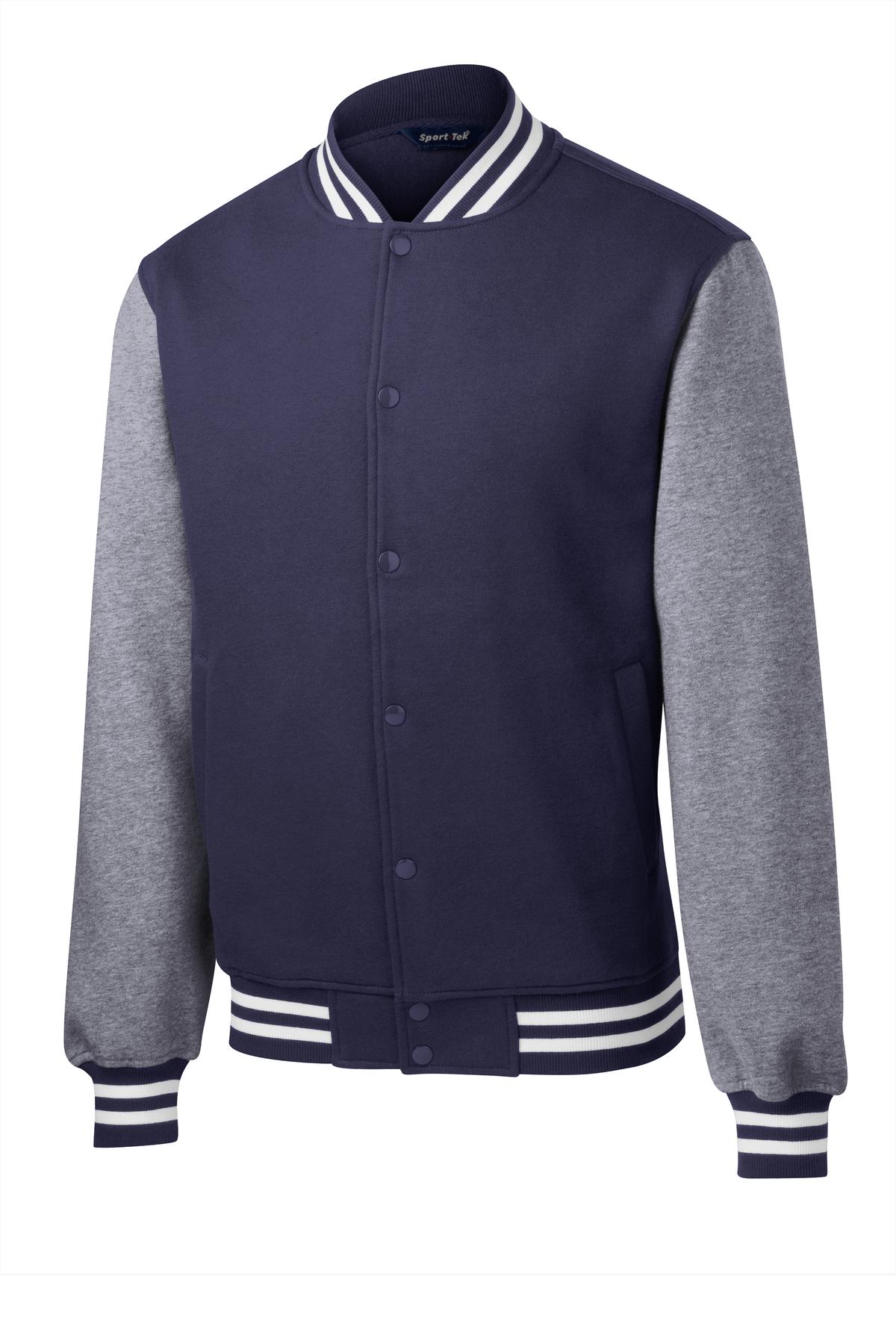 Sport-Tek Fleece Letterman Jacket - True Navy/ Vintage Heather