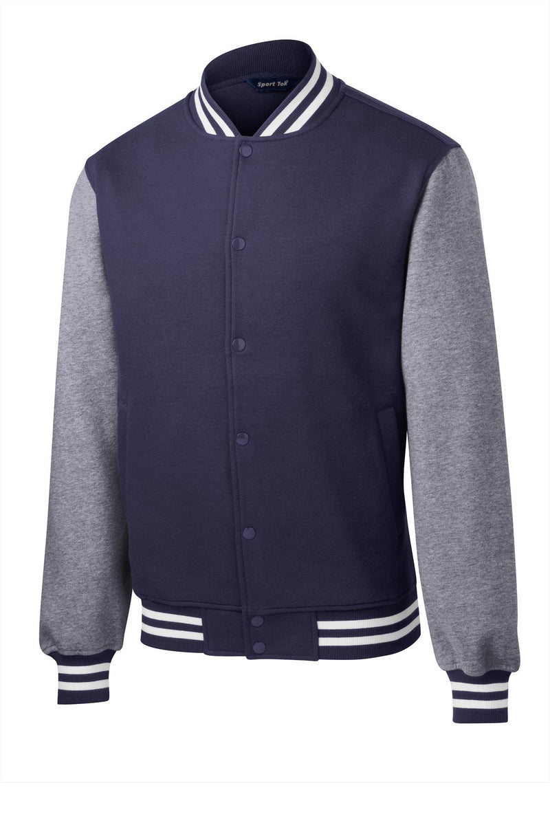 Sport-Tek Fleece Letterman Jacket - True Navy/ Vintage Heather