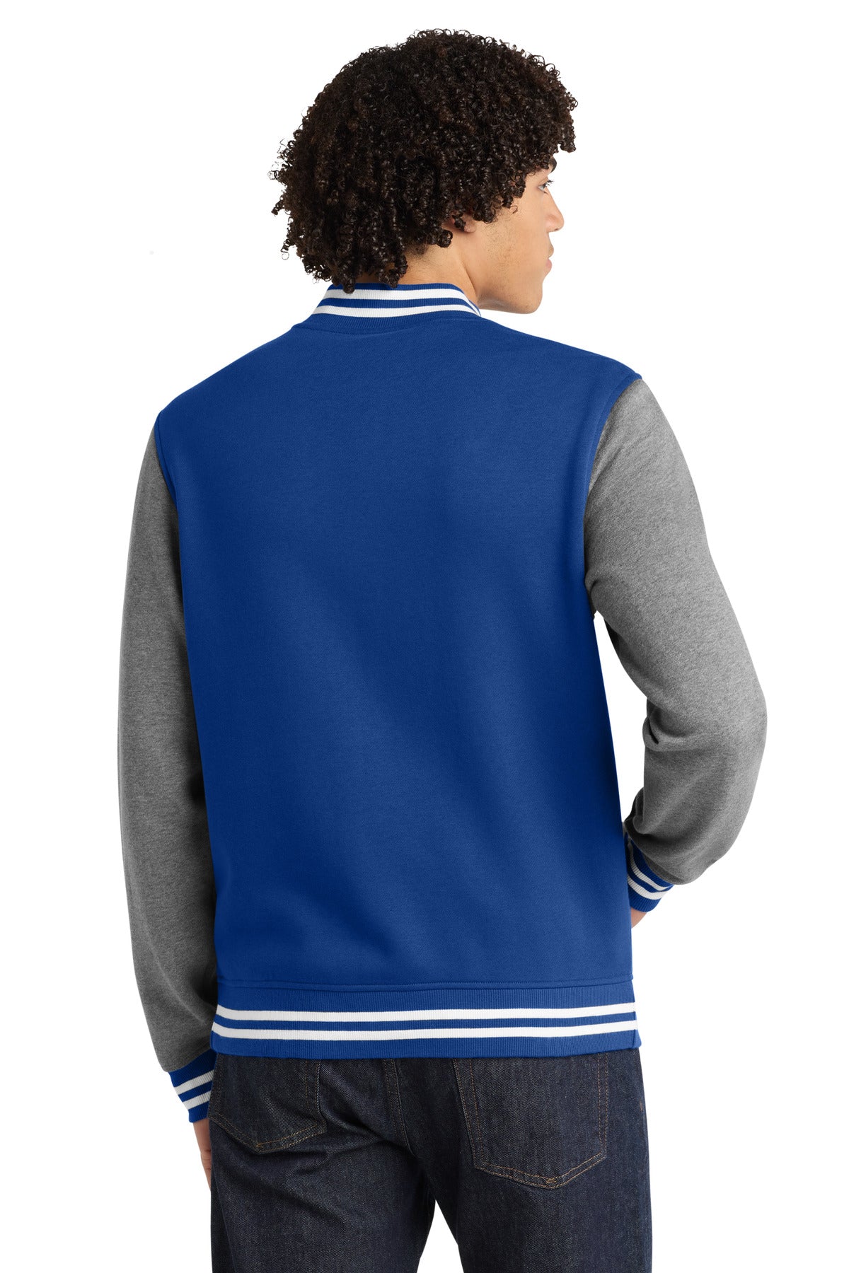 Sport-Tek Fleece Letterman Jacket - True Royal/ Vintage Heather