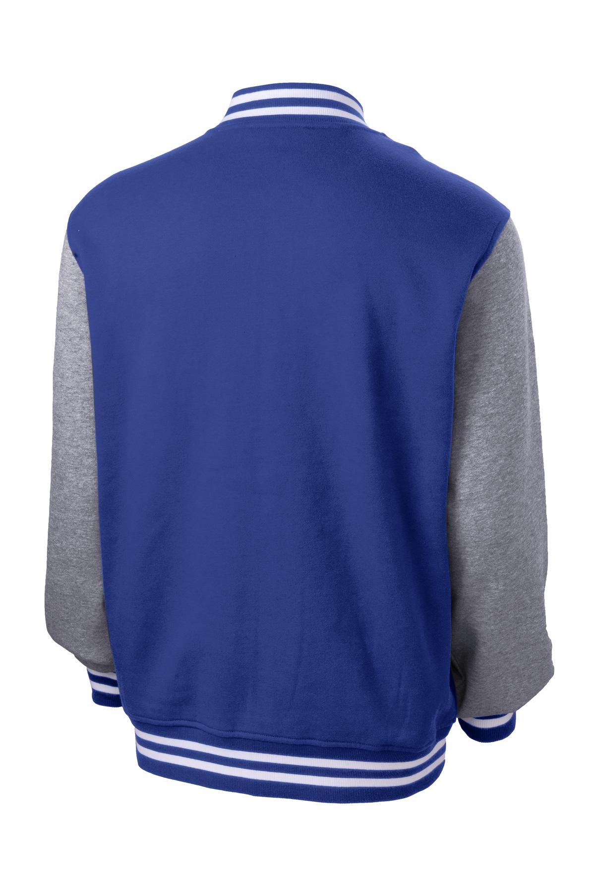 Sport-Tek Fleece Letterman Jacket - True Royal/ Vintage Heather