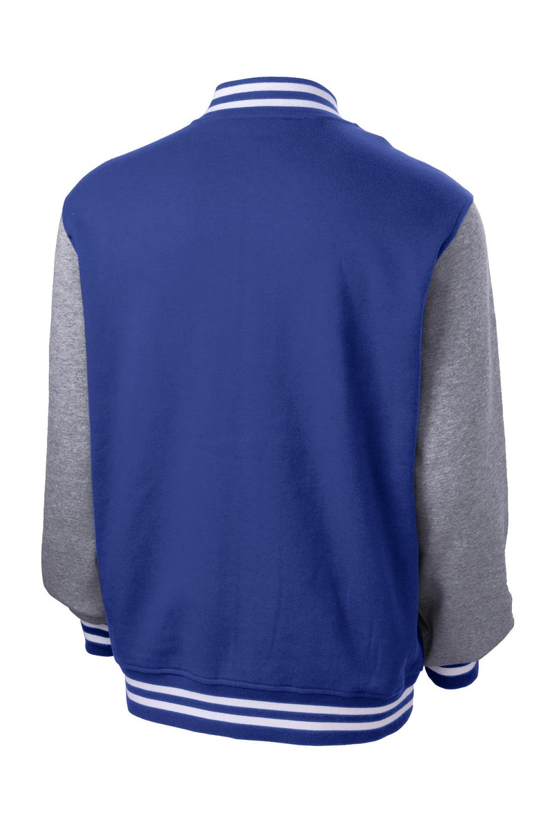 Sport-Tek Fleece Letterman Jacket - True Royal/ Vintage Heather