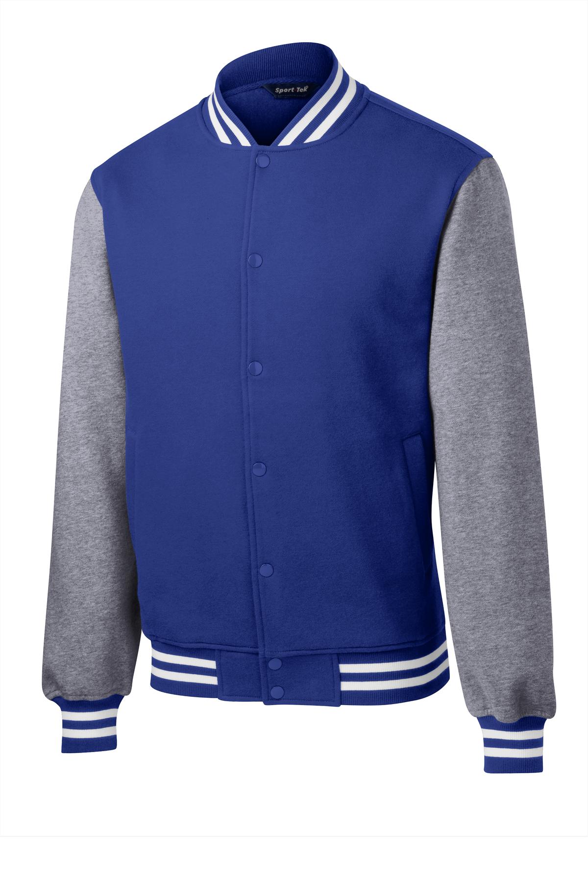 Sport-Tek Fleece Letterman Jacket - True Royal/ Vintage Heather