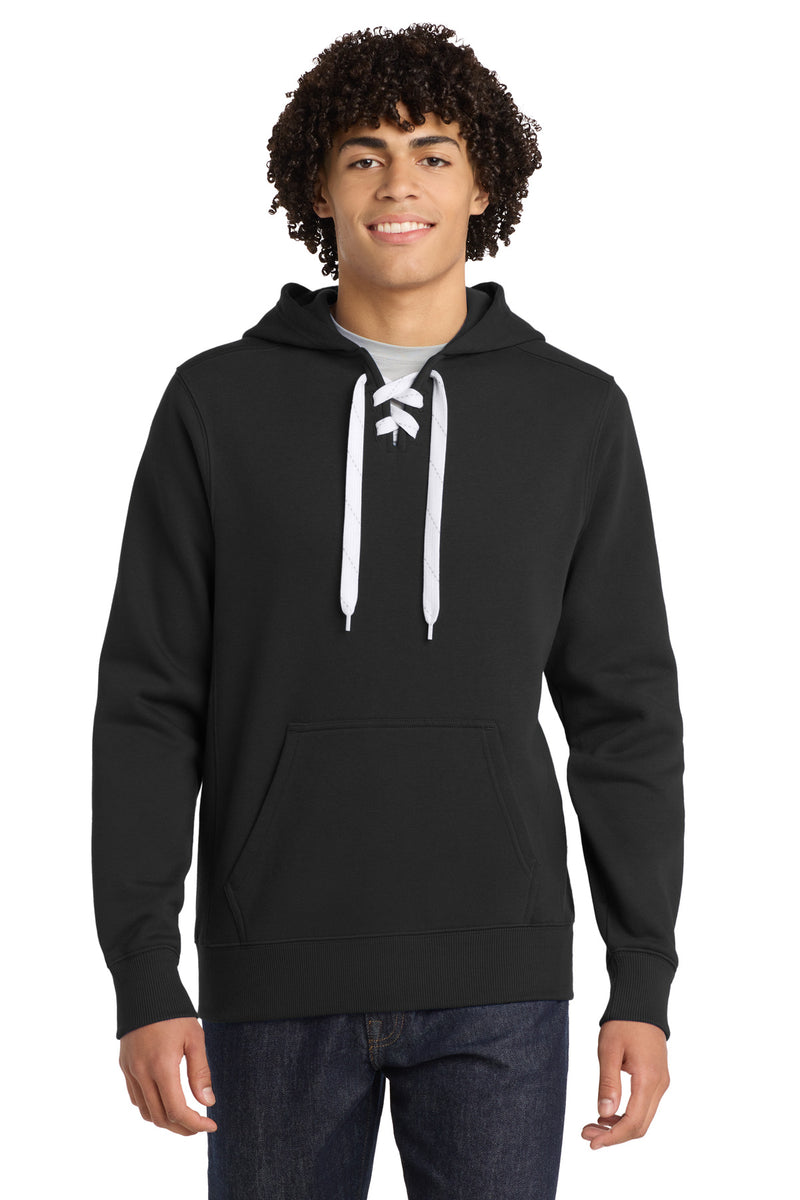 Sport-Tek Lace Up Pullover Hooded Sweatshirt - Black