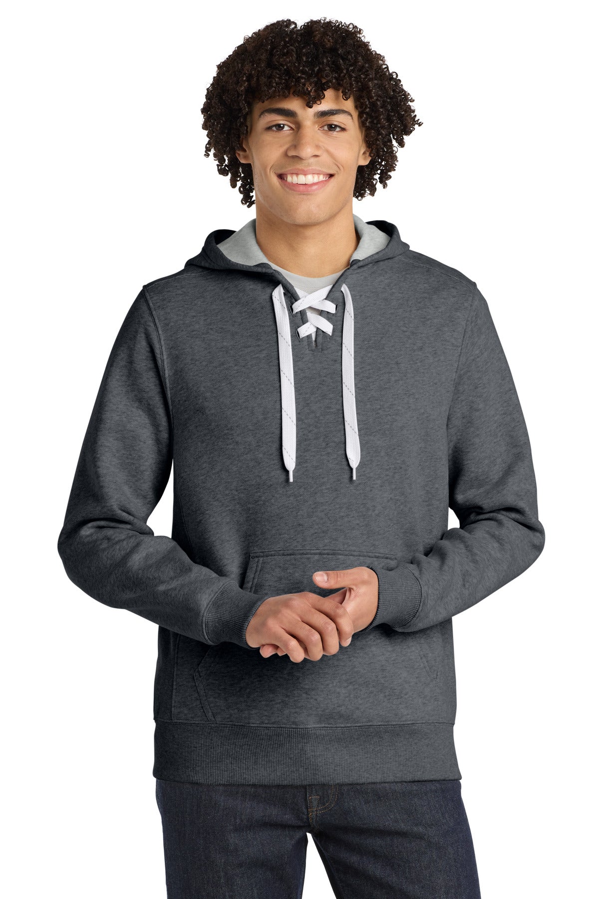 Sport-Tek Lace Up Pullover Hooded Sweatshirt - Graphite Heather
