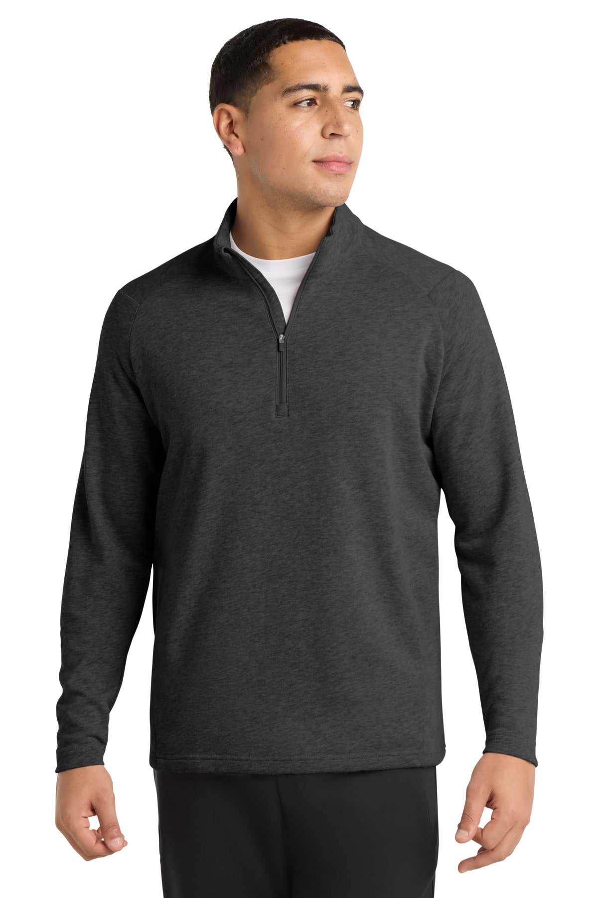Sport-Tek  Lightweight French Terry 1/4-Zip Pullover - Heather Black