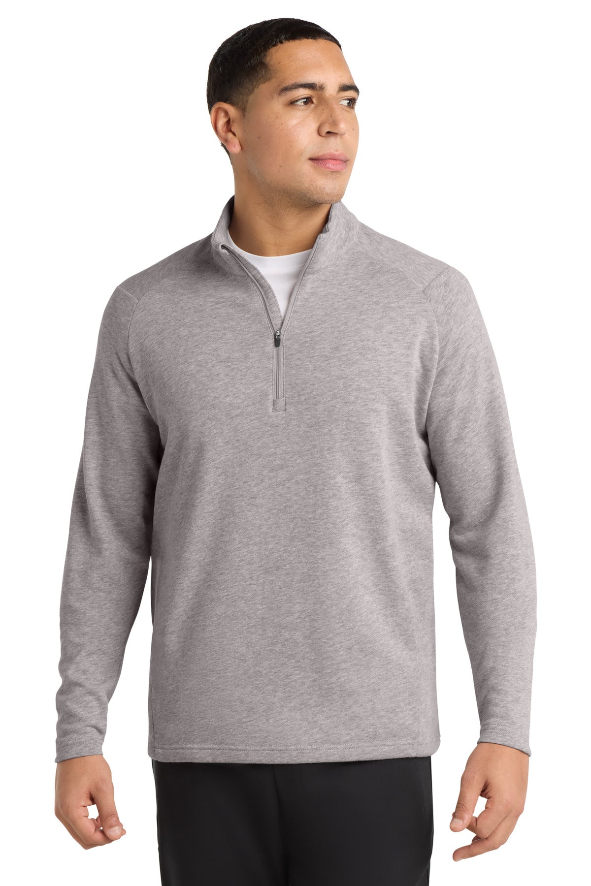 Sport-Tek  Lightweight French Terry 1/4-Zip Pullover - Heather Grey