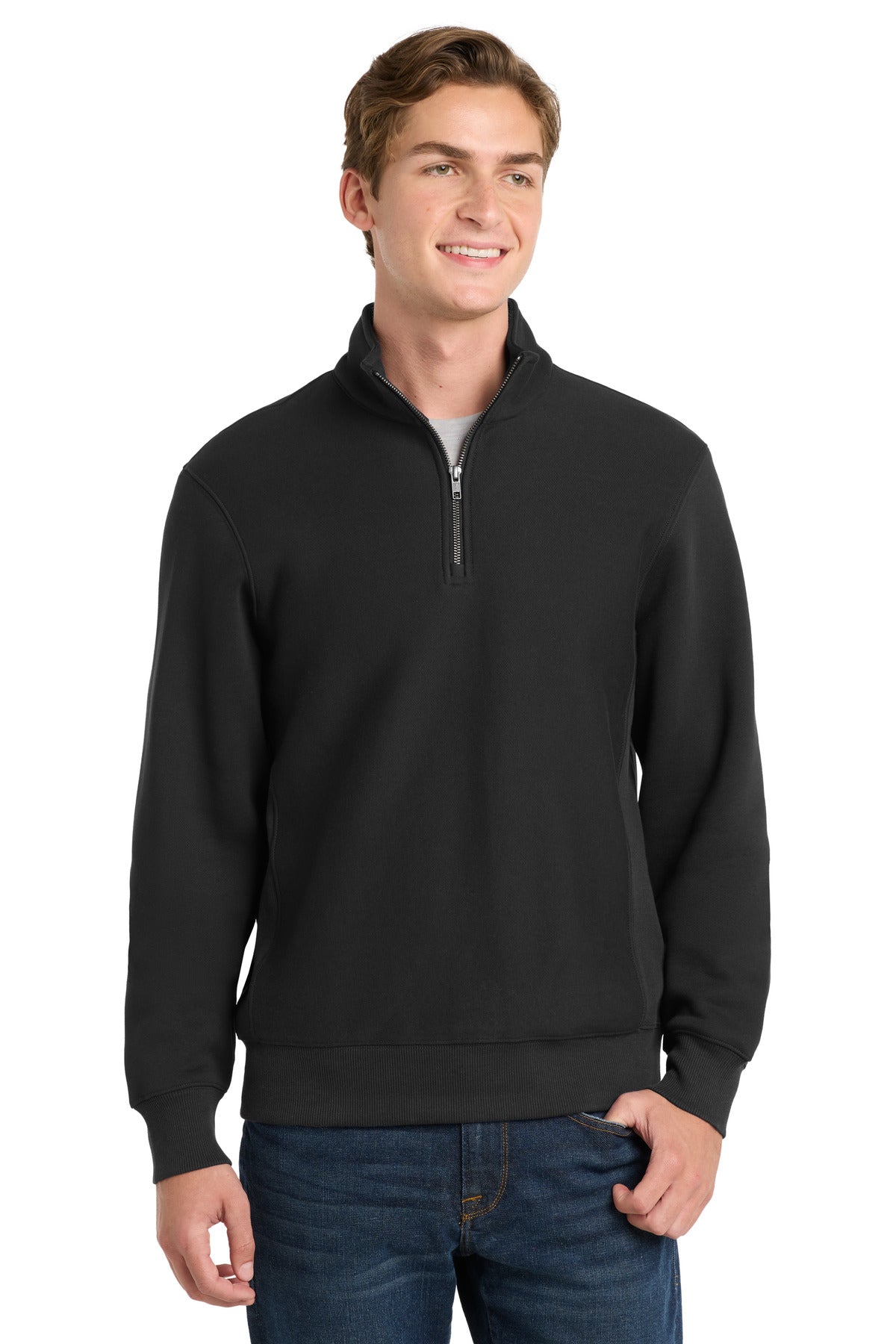 Sport-Tek Super Heavyweight 1/4-Zip Pullover Sweatshirt - Black