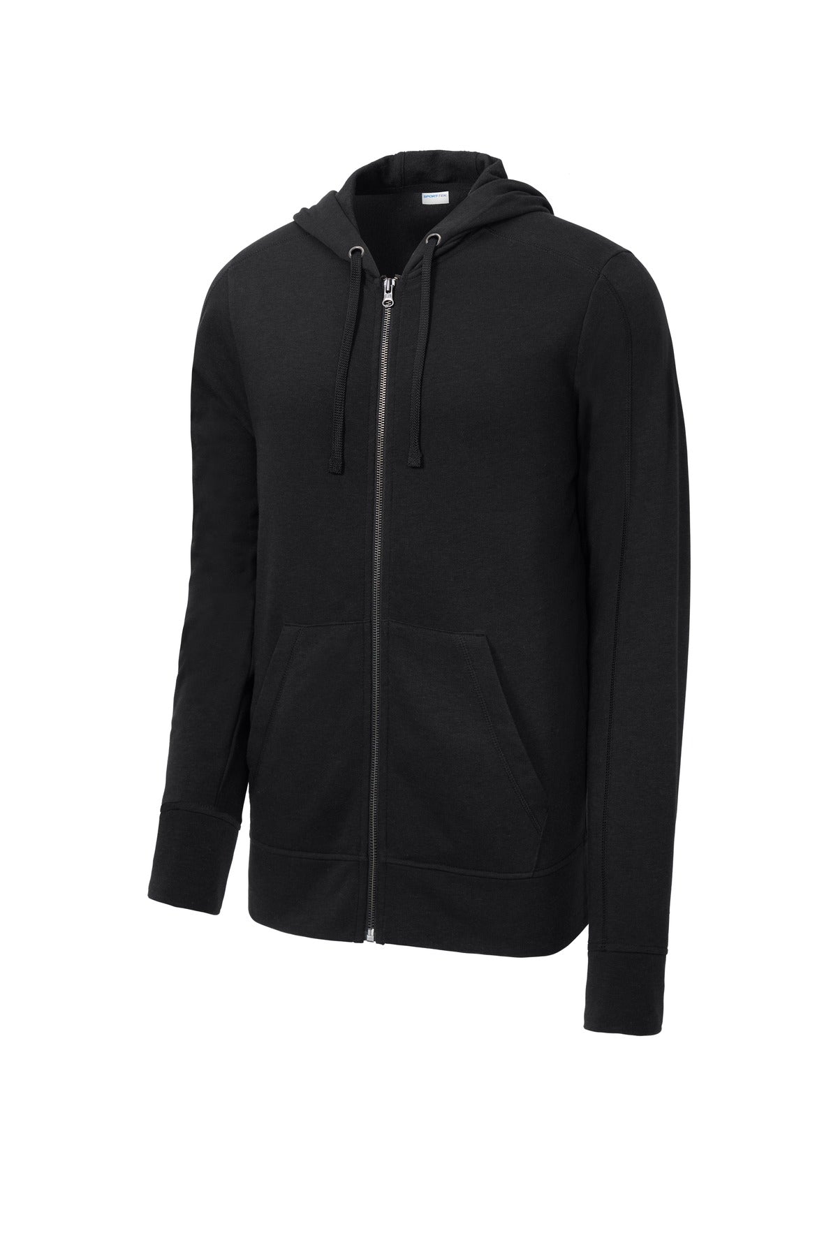 Sport-Tek  PosiCharge  Tri-Blend Wicking Fleece Full-Zip Hooded Jacket - Black Triad Solid