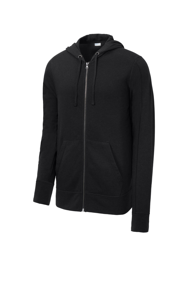 Sport-Tek  PosiCharge  Tri-Blend Wicking Fleece Full-Zip Hooded Jacket - Black Triad Solid